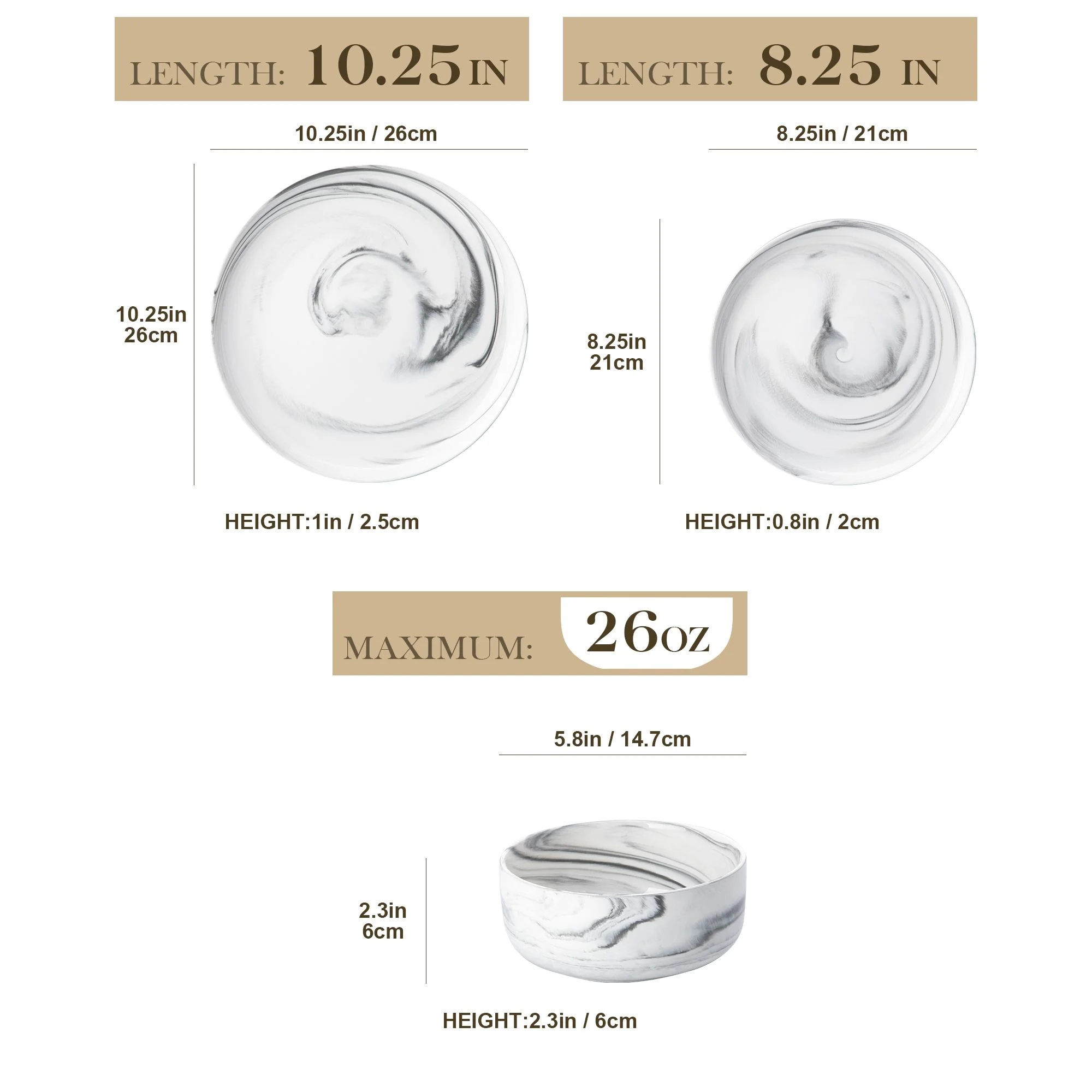 vancasso 36 Pieces Dinnerware Sets, Plates and Bowls Set for 8, Porcelain Dinner Set, White with Black Rim