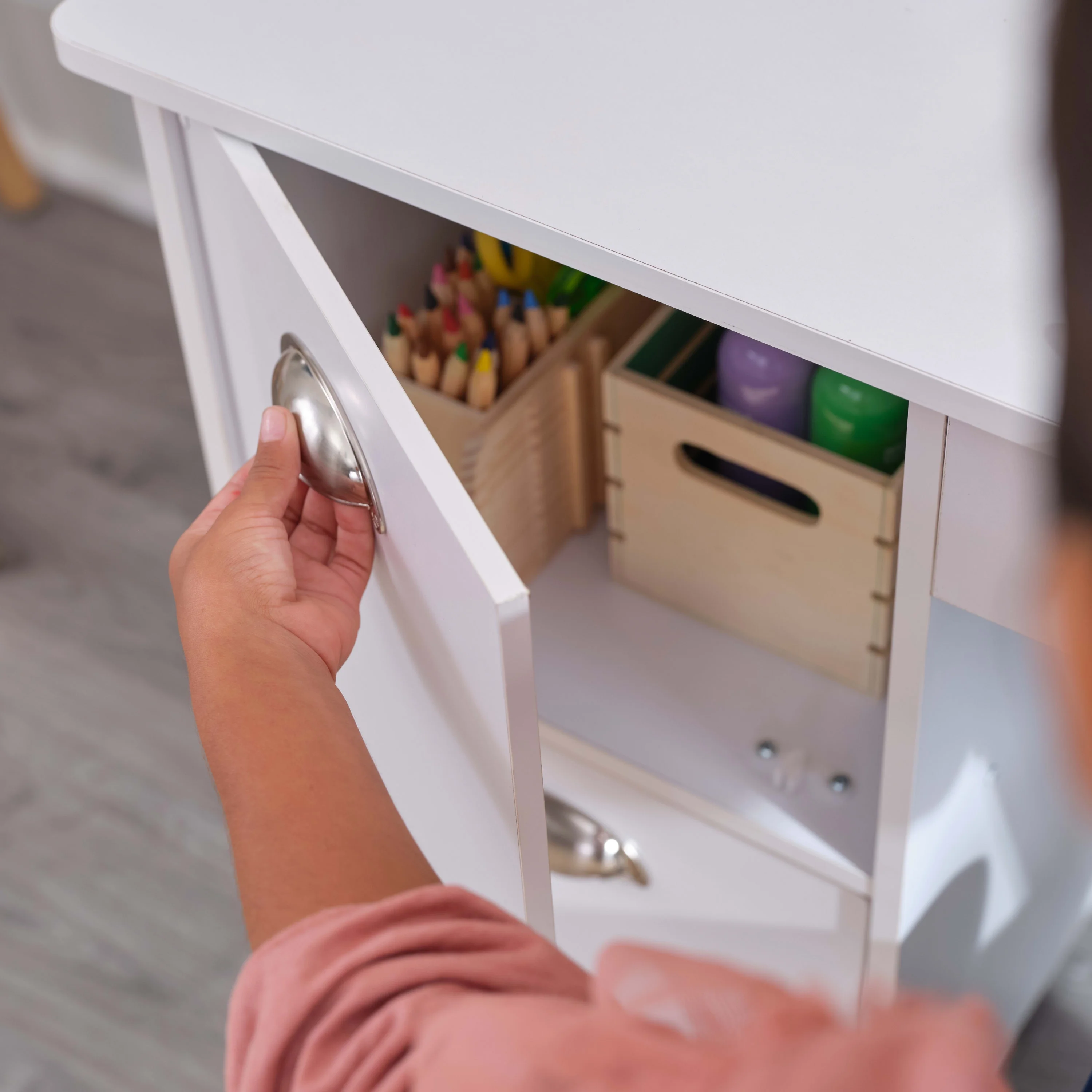 KidKraft Children's Wooden Study Desk with Chair, White, for Ages 5