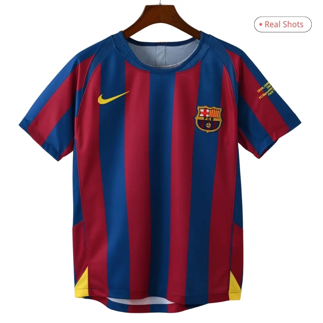 Barcelona Ronaldinho #10 2005/06 Retro Home Soccer Jersey - UCL Final