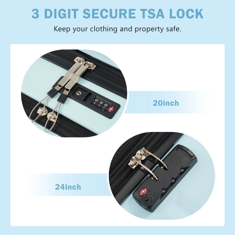 Front Opening Luggage Set 3 Piece, Hardside Carry on Suitcase with USB Port, Expandable Luggage with Handle Bag Spinner Wheels TSA Lock