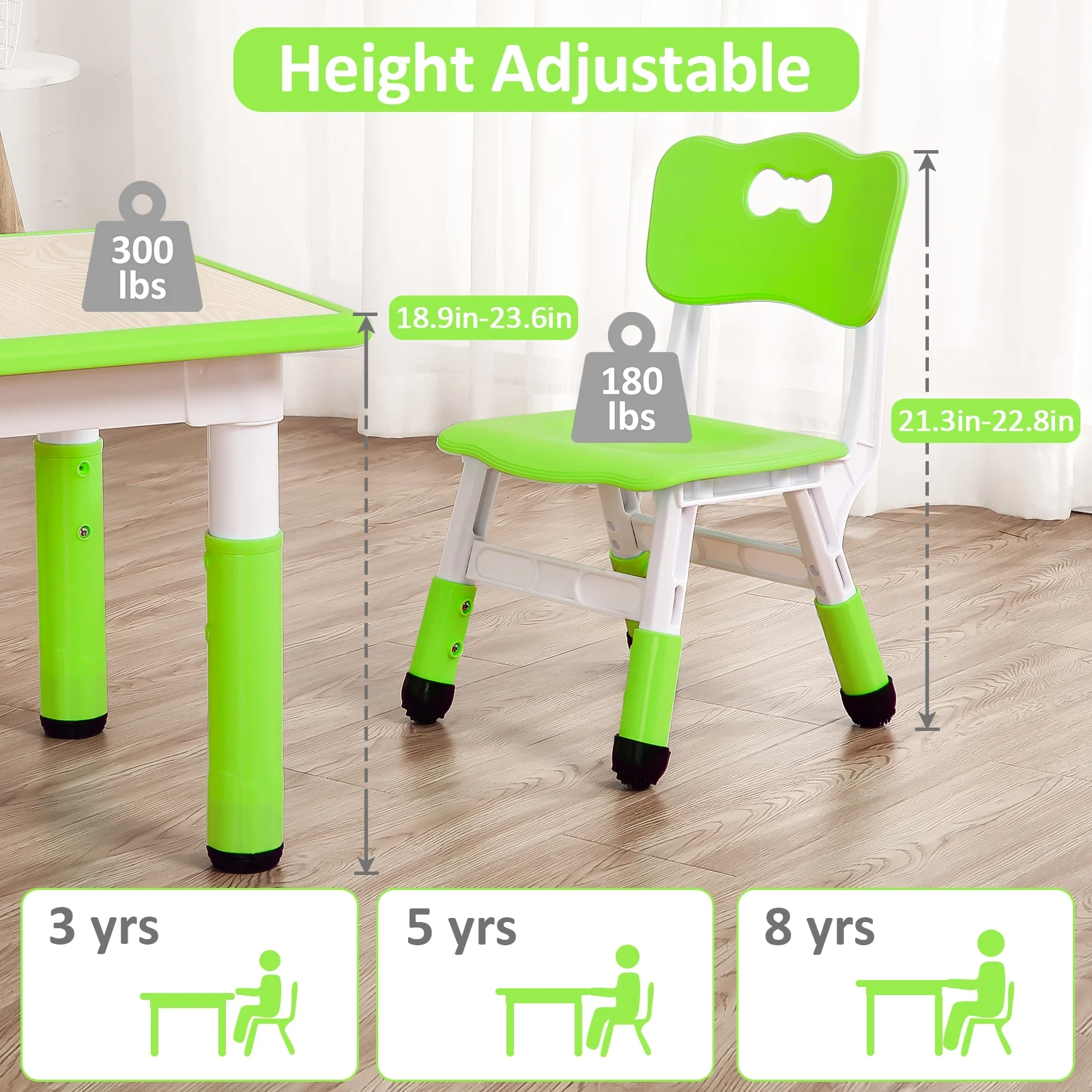 KATIDAP Kids Table and 4 Chairs Set, Height Adjustable Toddler Table and Chair Set, Graffiti Desktop, Classroom/Daycare/Home, Children Multi-Activity Table for Ages 2-8,Blue