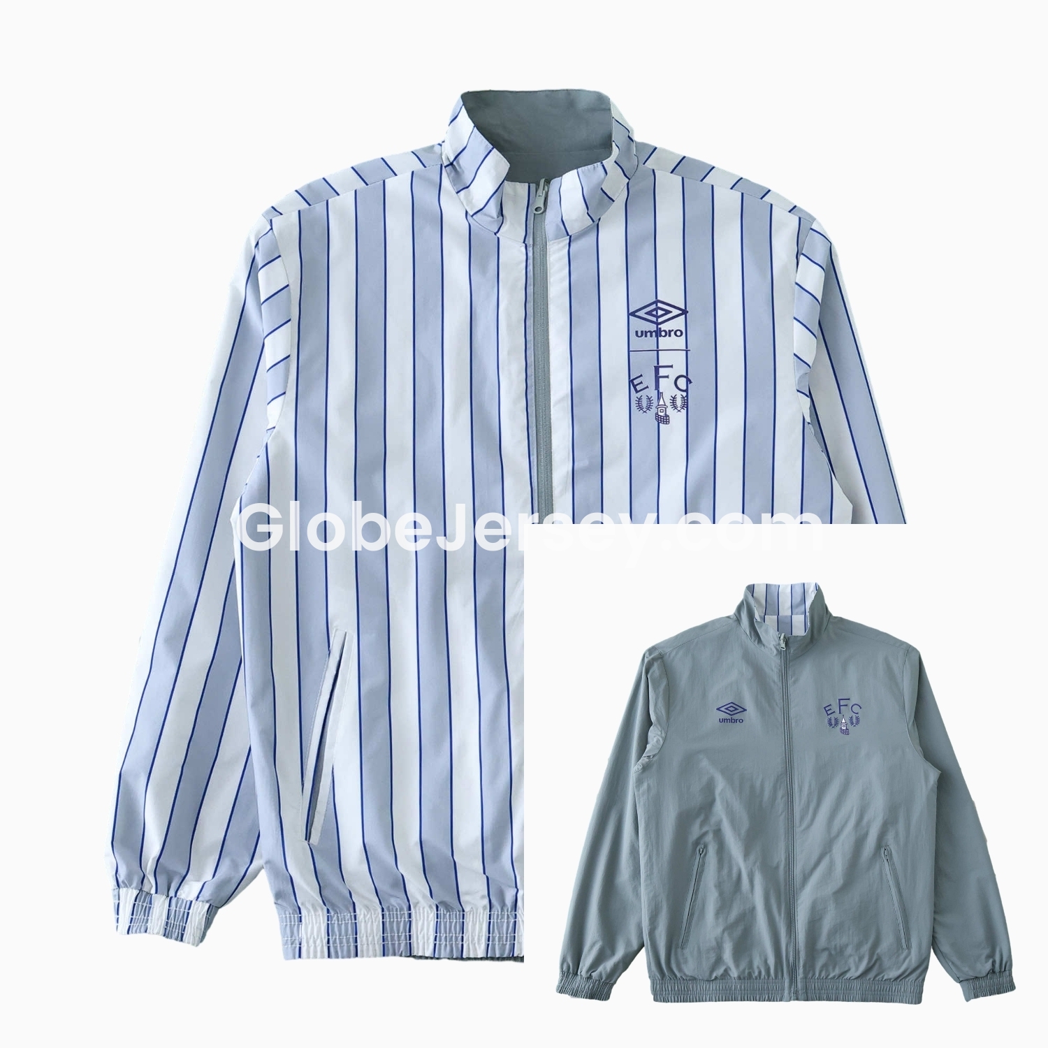 Everton 1988-89 Retro Style Double Sided Reversible Windbreaker - White & Grey