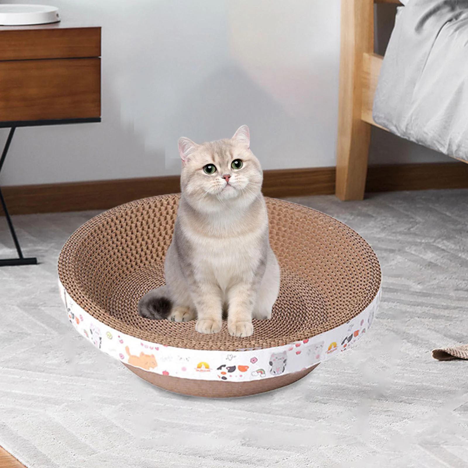 Corrugated Scratch Pad ,Cat Scratcher Bowl ,Grinding Claw ,Durable Prevents Furniture Damage Nest Bed Cat Scratcher Cardboard for Indoor Cats M