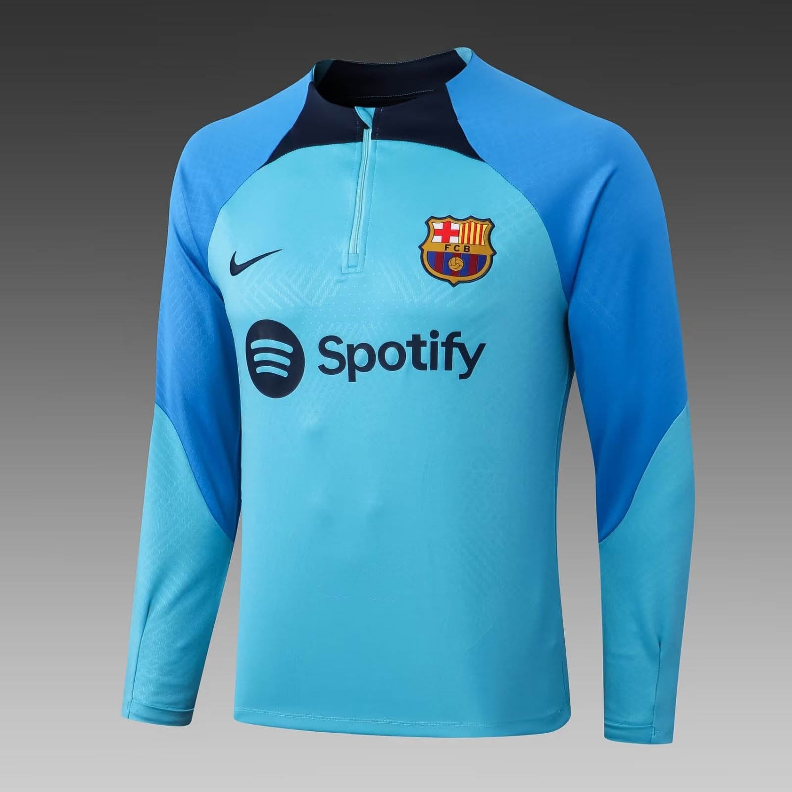 2022/2023 Barcelona Half-Pull Training Suit Blue Jersey