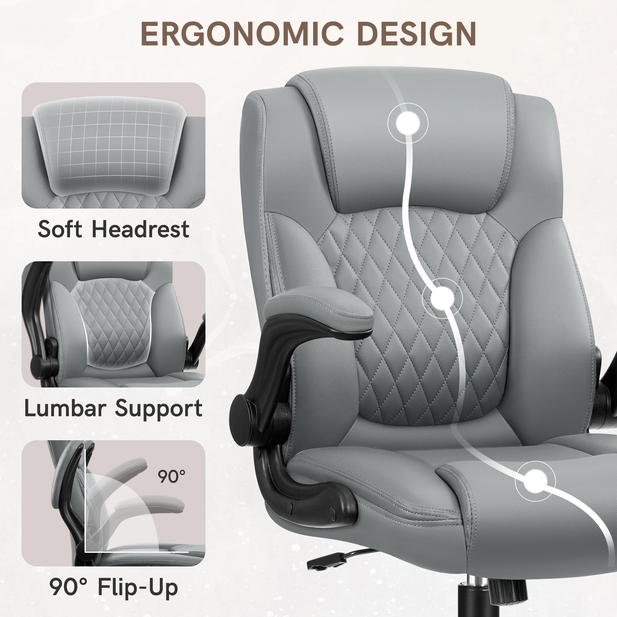 COOLHUT Leather Office Chair, Big and Tall Office Chair 400LBS Wide Seat Ergonomic Computer Desk Chair High Back Executive Leather Chair Adjustable Task Chair Lumbar Back with 8-Year Warranty, Black