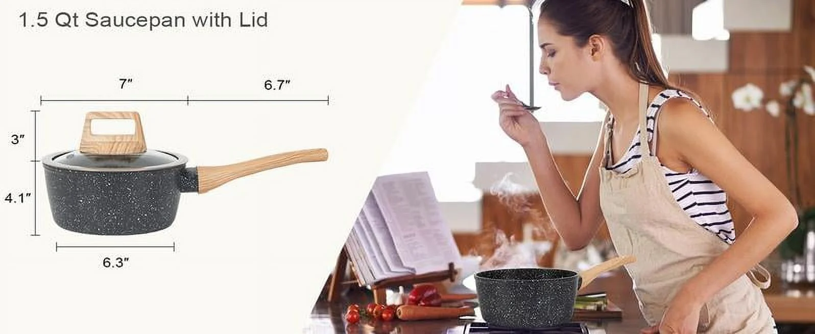 12pcs Pots and Pans Set Non Stick Kitchen Cookware Sets Induction Cookware Nonstick Granite Cooking Set with Frying Pans, Saucepans, Steamer