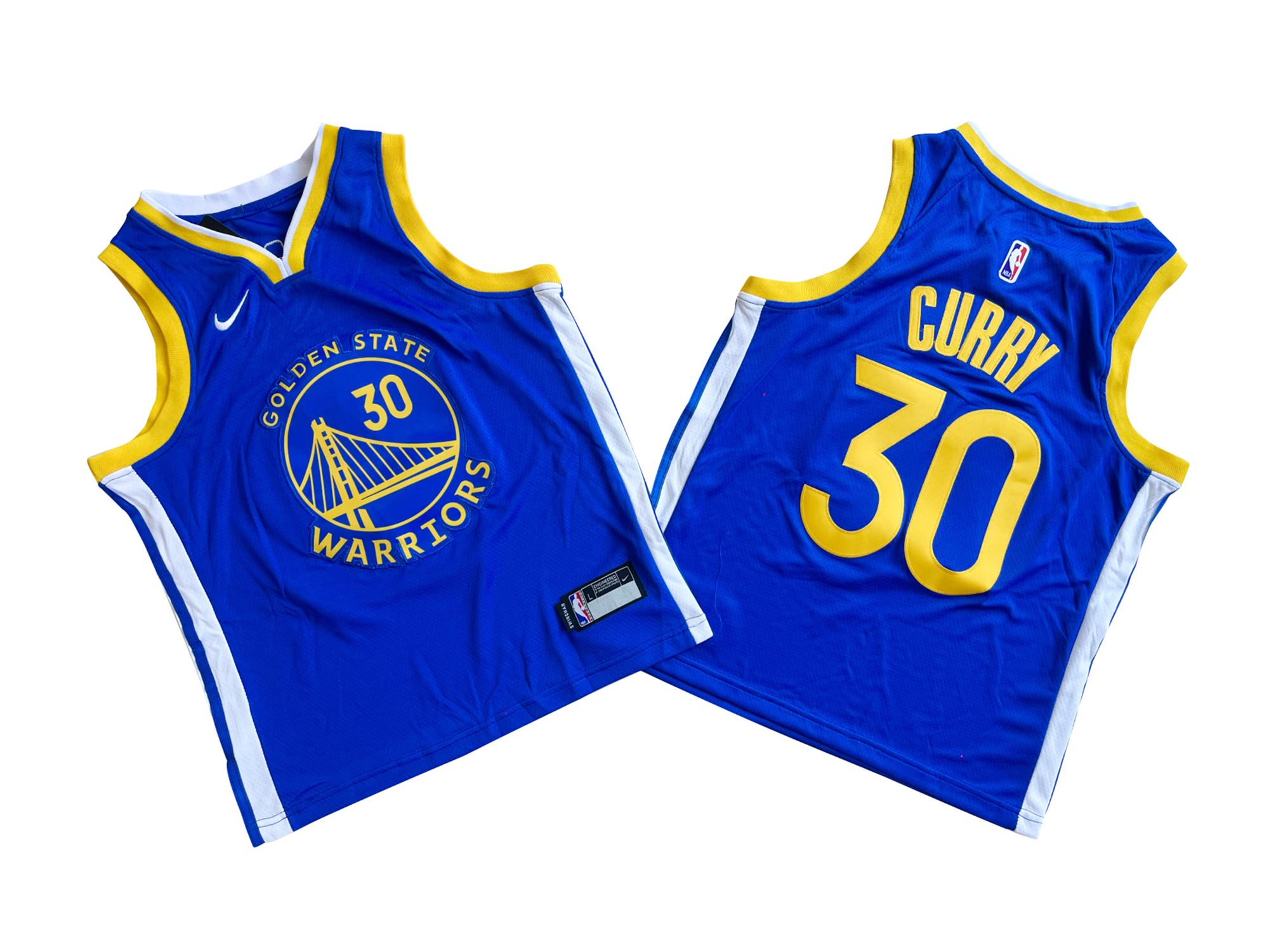 Youth Golden State Warriors #30 Stephen Curry Blue Swingman Badge Associ