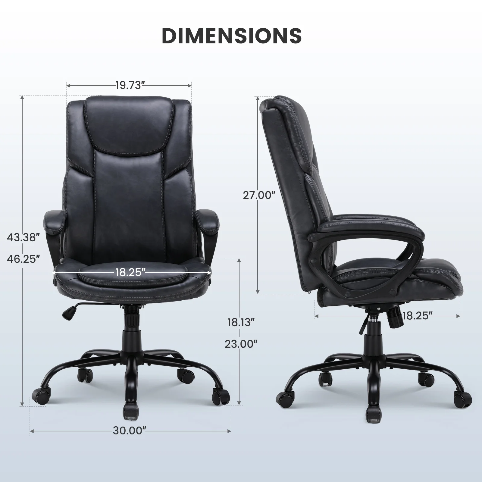 Mainstays Executive Ergonomic High Back Leather Home Office Desk Chair, Black