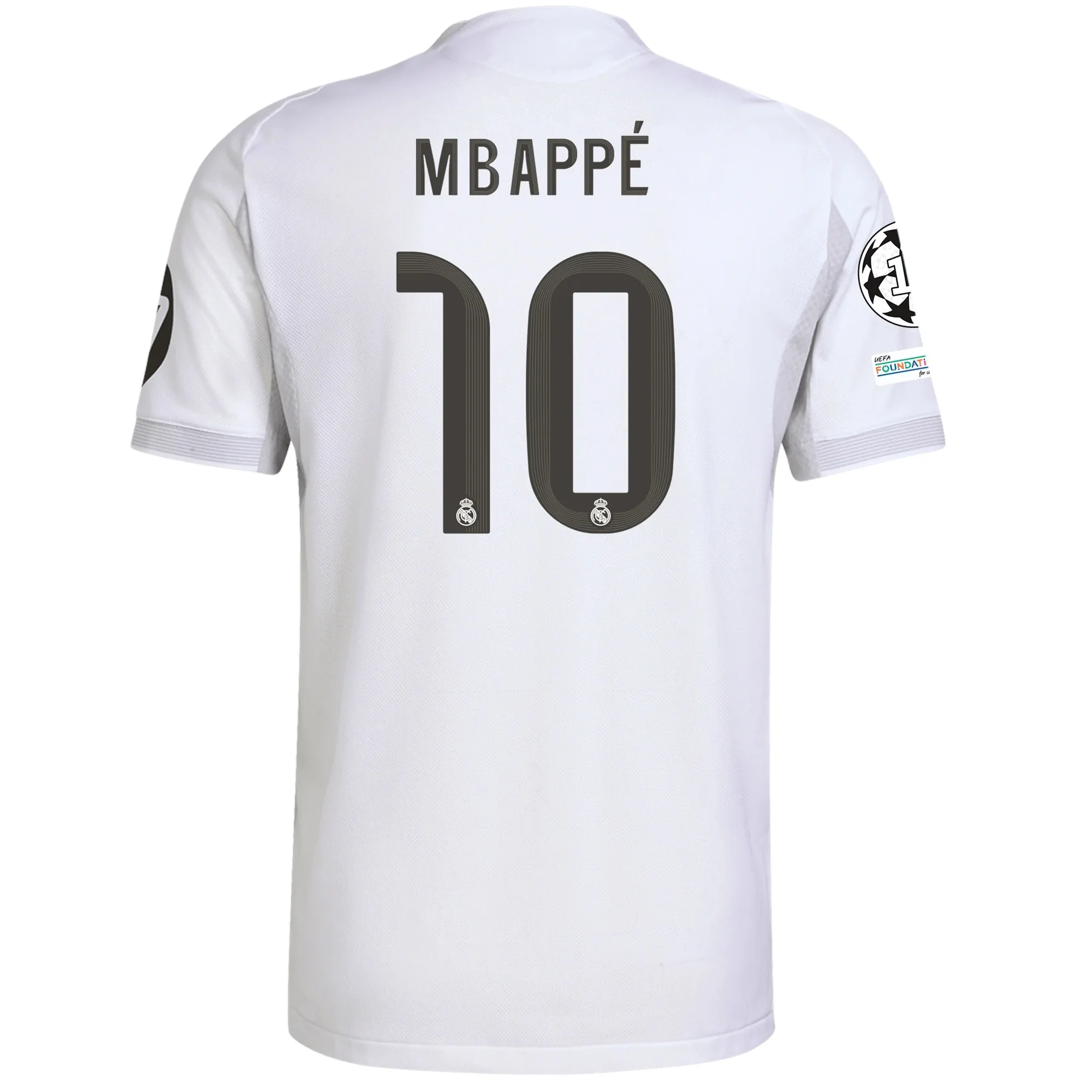 adidas Kylian Mbappe Real Madrid Authentic Home Jersey 25/26 w/ Champions League Patches (White)