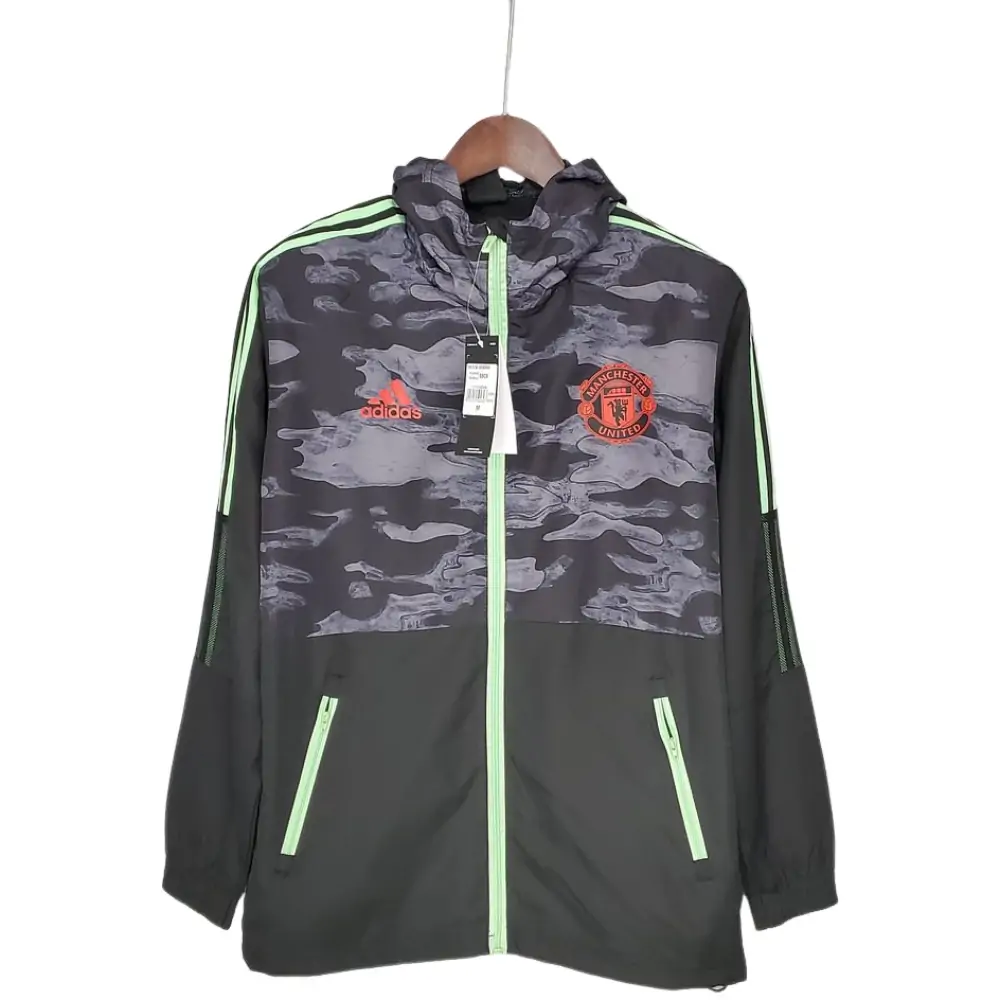 2021/2022 Manchester United Jersey Windbreaker Black And Grey Camouflage