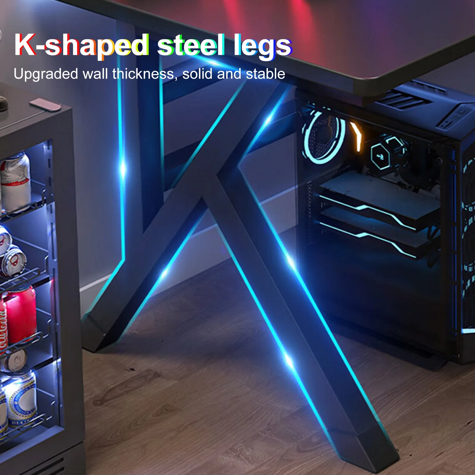 StarBay Gamer Desk Computer Desk Sturdy PC Workstation Desk for Home Office with Cable Holes, Ergonomic Design