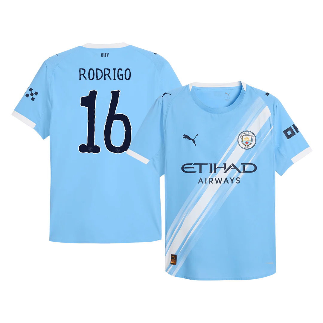 RODRIGO #16 Manchester City Home Player Version Soccer Jersey 2025/26 Blue - Club World Cup