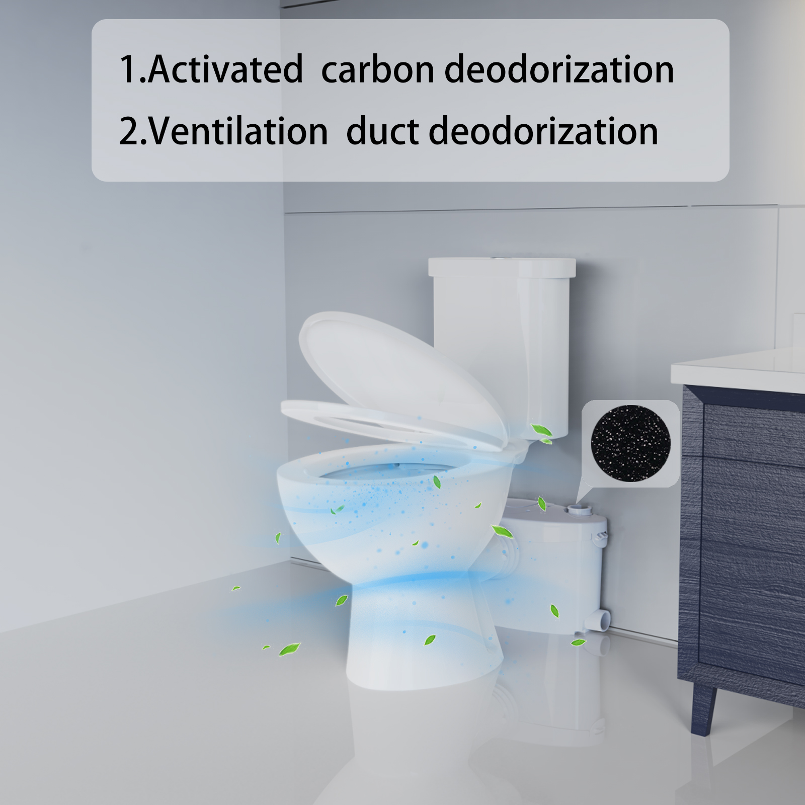 600watt Macerating Toilet with Pump, Upflush Toilet for Basement with 4water Inlets Connect Kitchen Sink Bathroom Included Macerator Pump, Water Tank, Toilet Bowl, Toilet Seat, Extension Pipe