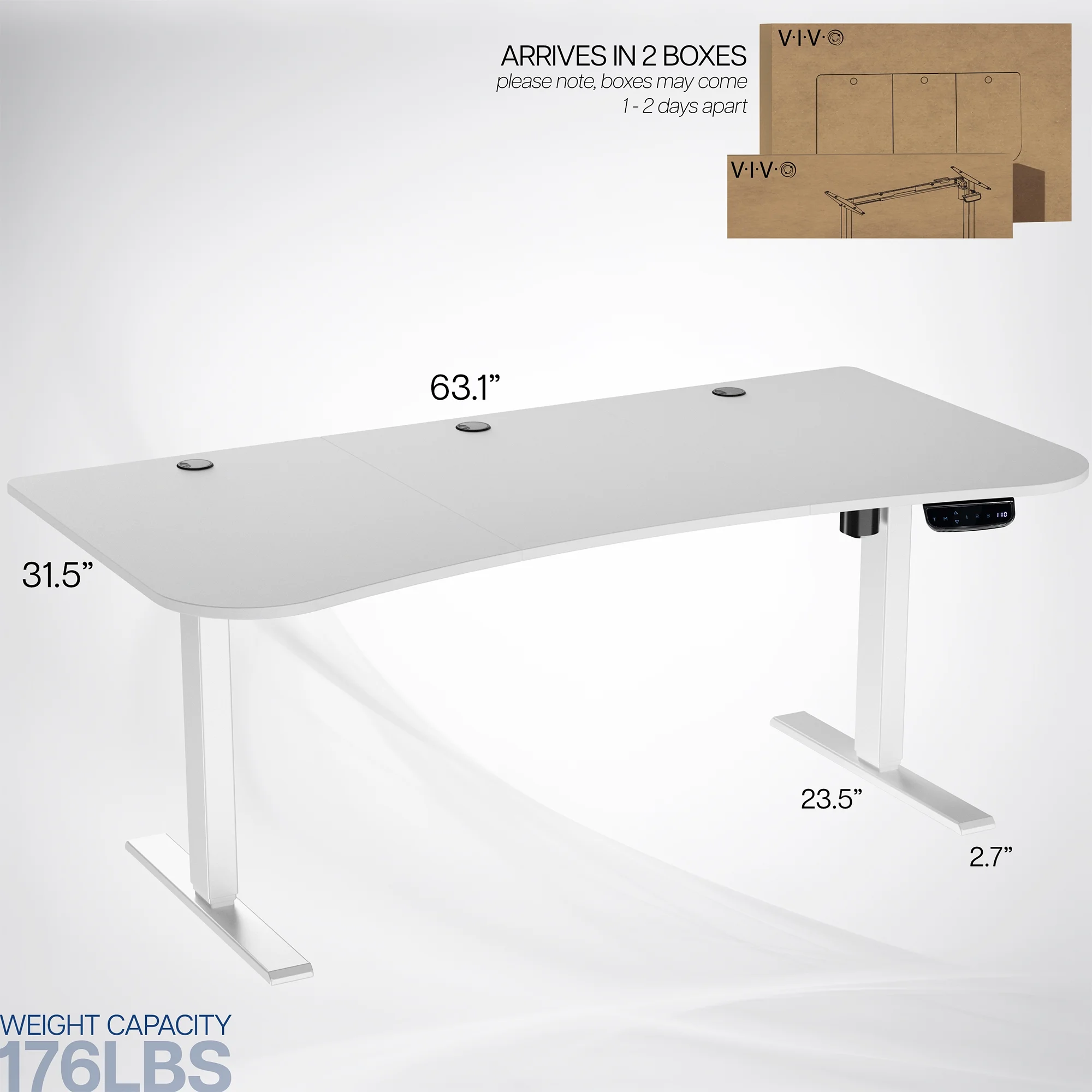 VIVO Reclaimed Wood / Black 63�?x 32�?Electric Height Adjustable Stand Up Desk