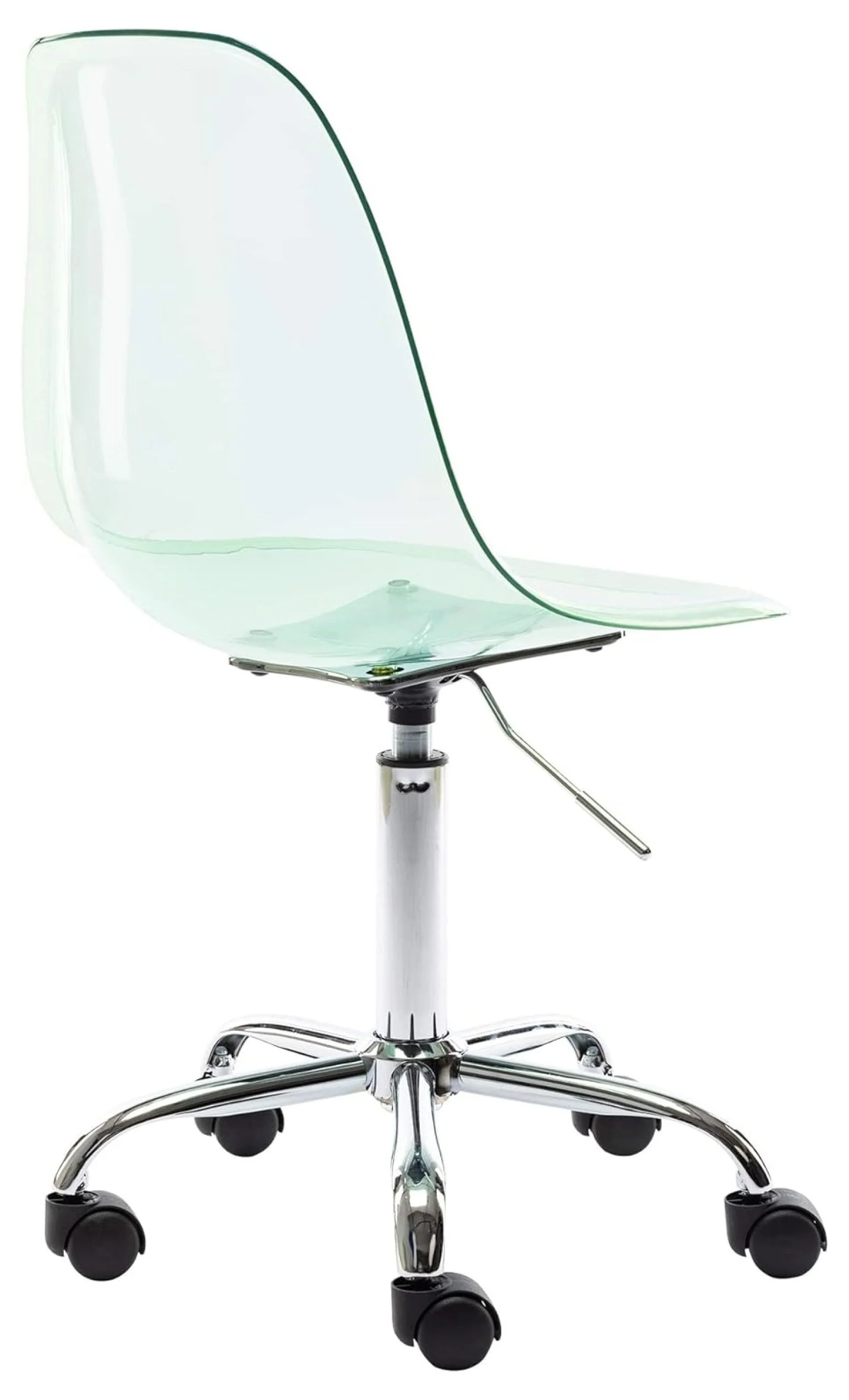 Echoworld Clear Rolling Chair, Armless Desk Chair with Golden Feet Swivel Molded Plastic Shell Adjustable Home Office Chair with Wheels, Clear