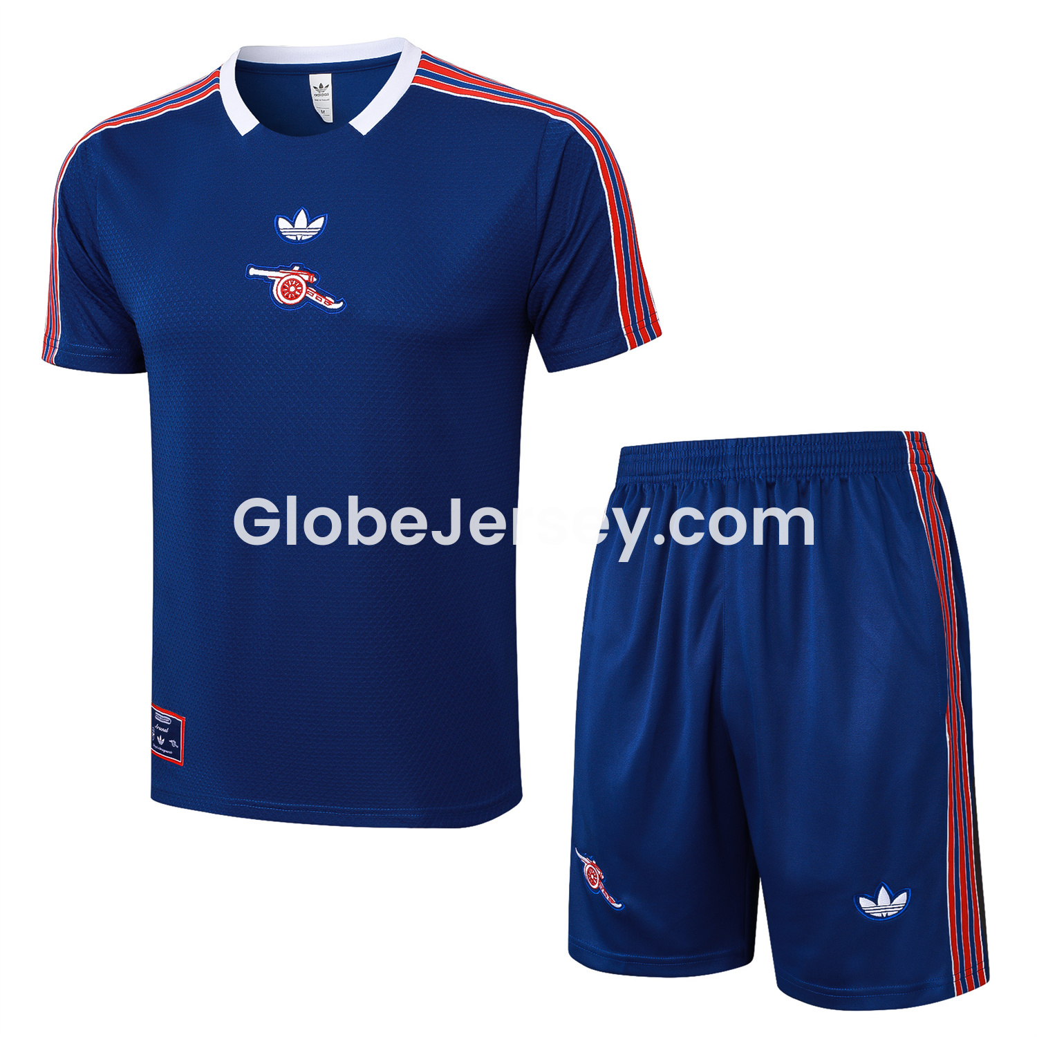 Arsenal 25-26 Throwback Trefoil Short-Sleeve Training Set - Royal Blue Top and Shorts
