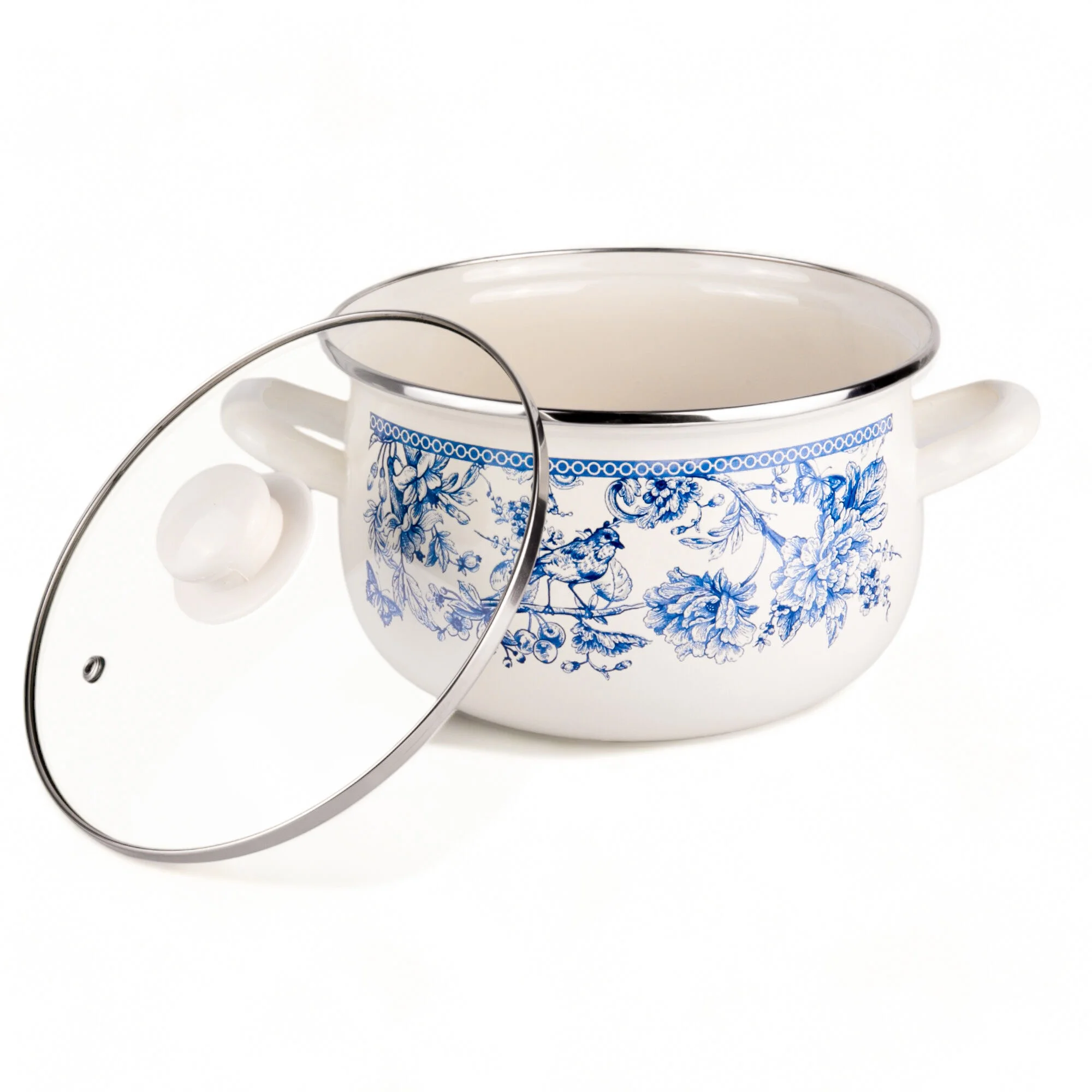 STPgoods Enameled Aluminum Belly Deep Stock Pot with Lid Set of 2 Vegetable Garden Cooking Pot Set 2.2 Qt 4 Qt 5.05 Qt and 6.55 Qt Enamel Soup Pots