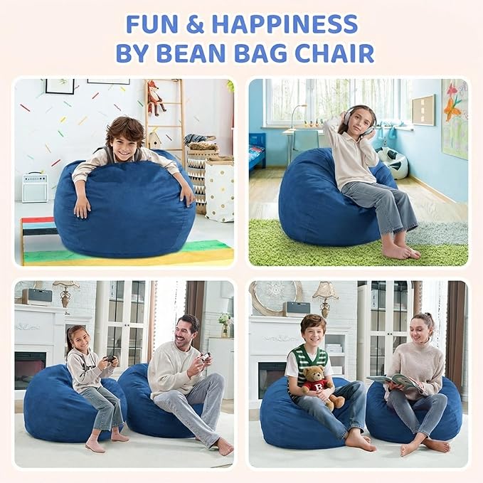 BUBBLEBEAN 2FT Bean Bag Chair, Comfy Bean Bag Chairs with Memory Foam Filled