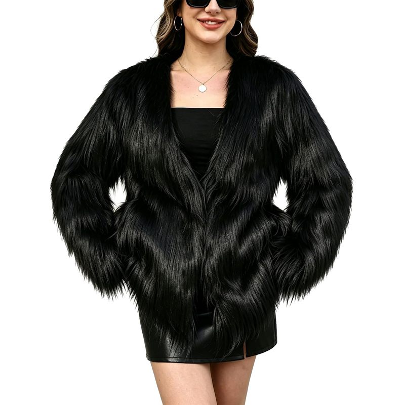 Women's Faux Fur Coat Fluffy Faux Fur Long Jacket