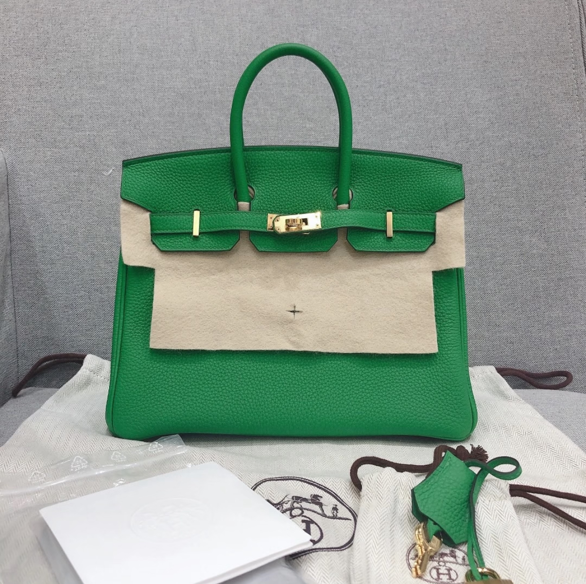 Hermès Birkin 25-35 Bamboo Green Gold Buckle Custom