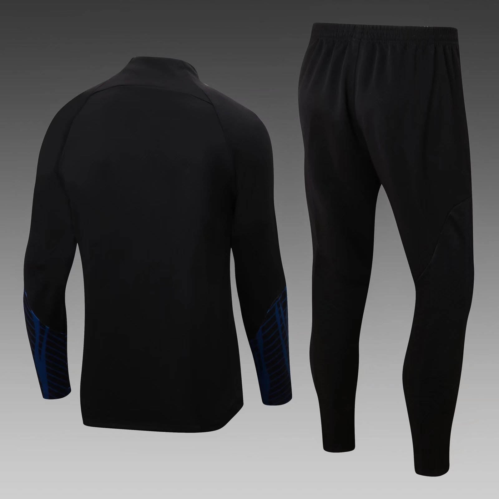 2022 Portugal Half-Pull Training Suit Black Football Shirt