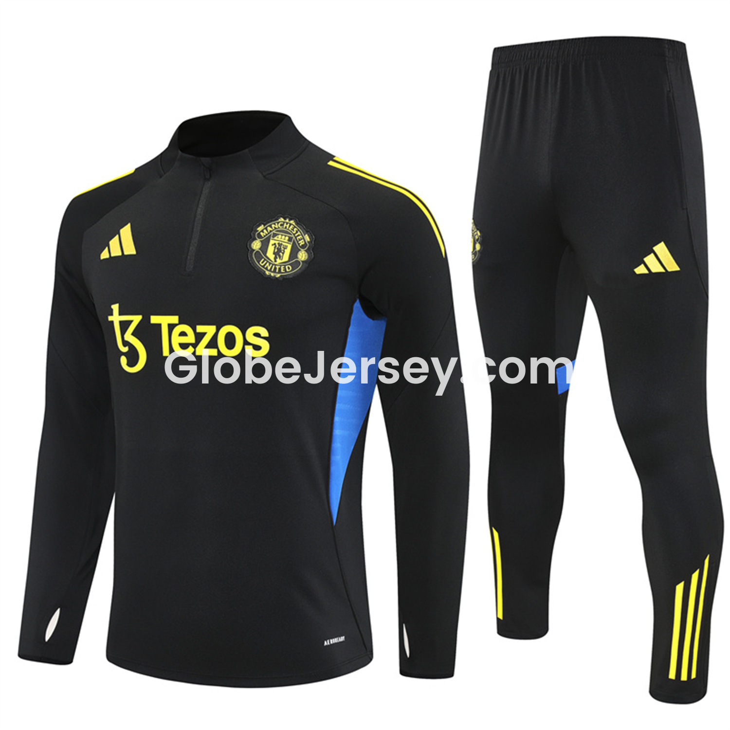 Manchester United 25-26 Long Sleeves Training Set - Black Top & Black Pants
