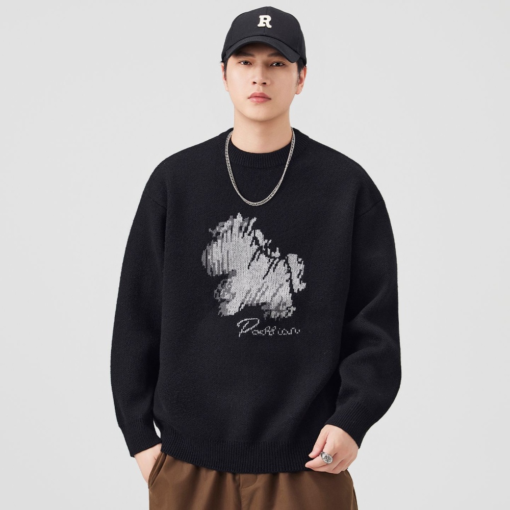 Jacquard all-match sweater couples tops for men