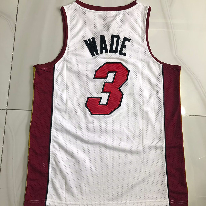 Heat 3# Wade White Embroidered AU Jersey