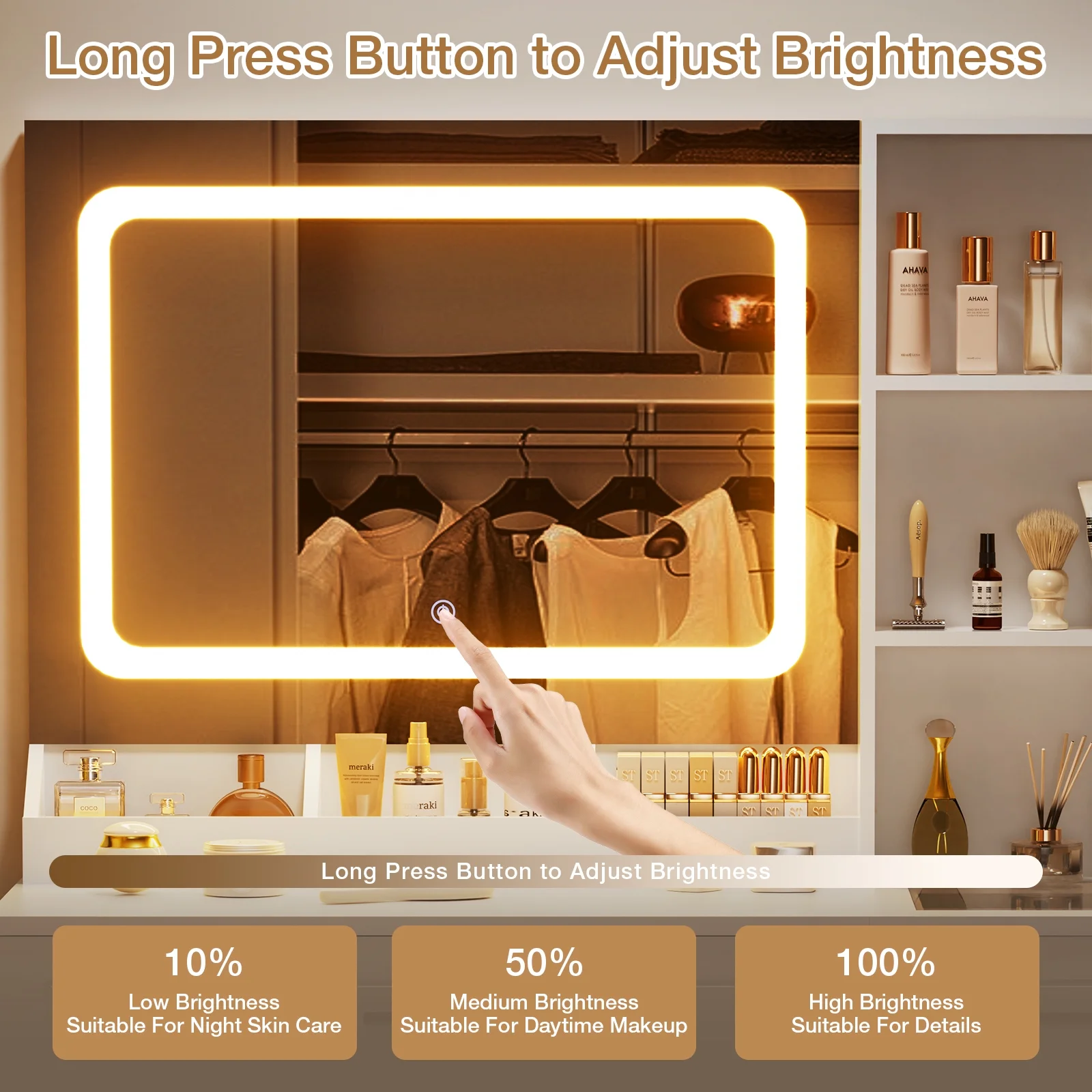 Hommpa Vanity, Makeup Vanity with LED Lighted Mirror Vanity Desk with Drawers Vanity Table with Charging Station for Girls Bedroom Storage Shelves, White