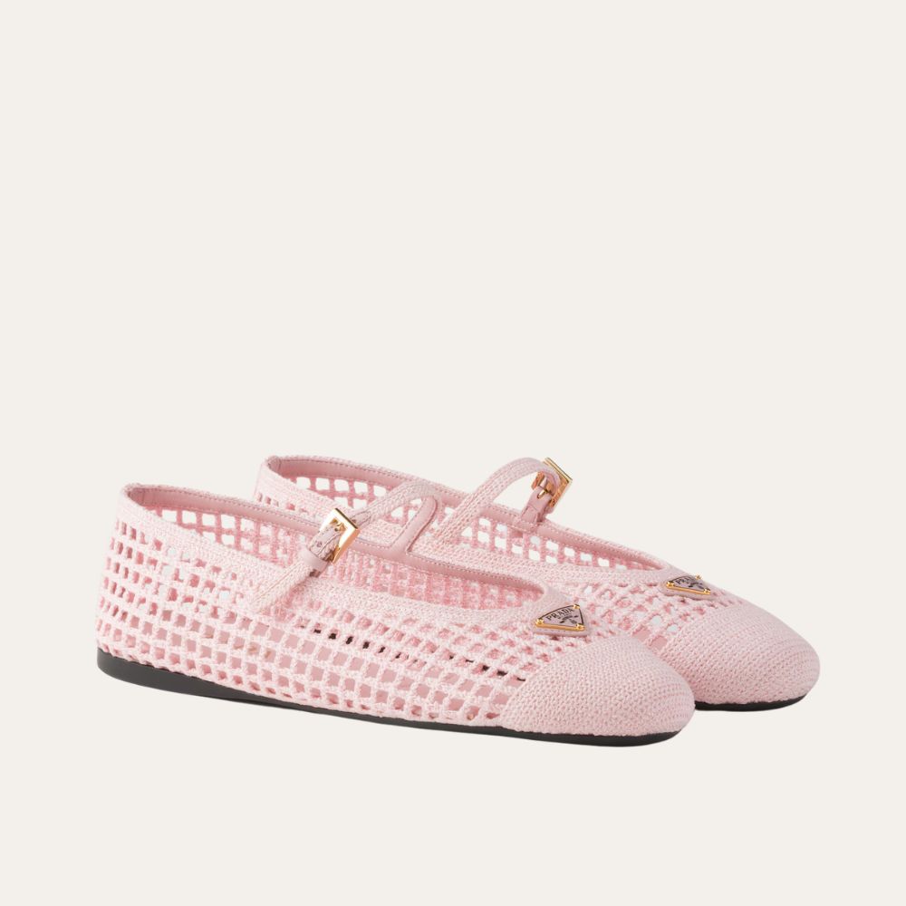 Prada Crochet Ballerinas Orchid Pink