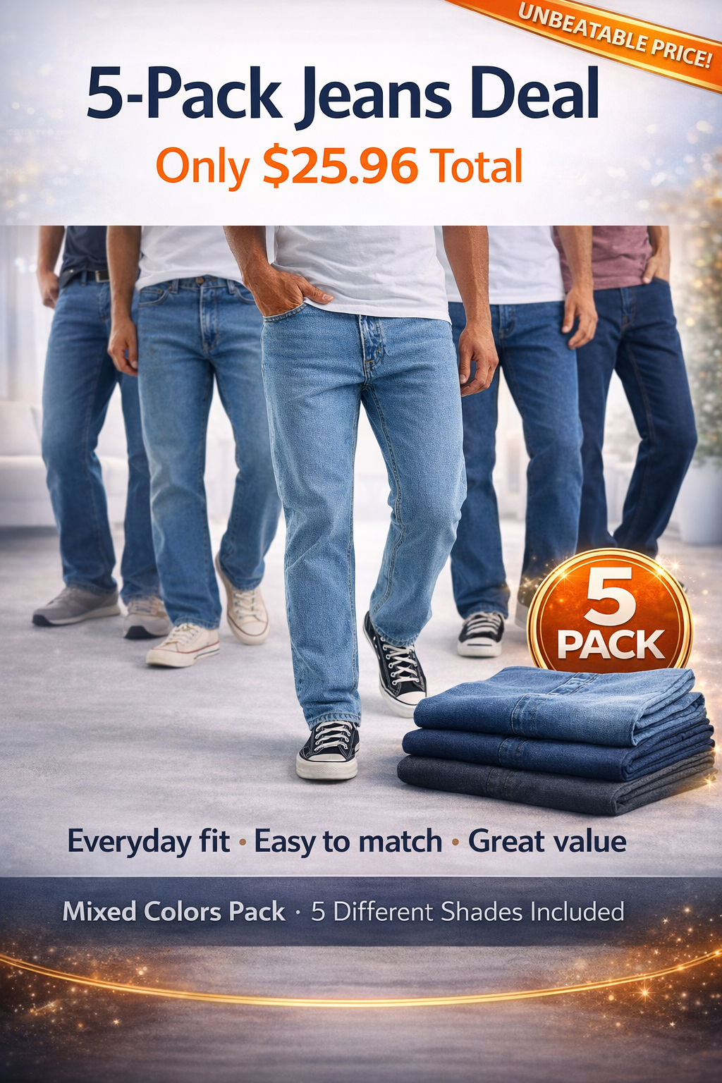 Men's 100% Cotton Regular Fit Straight Leg Heavyweight Jean