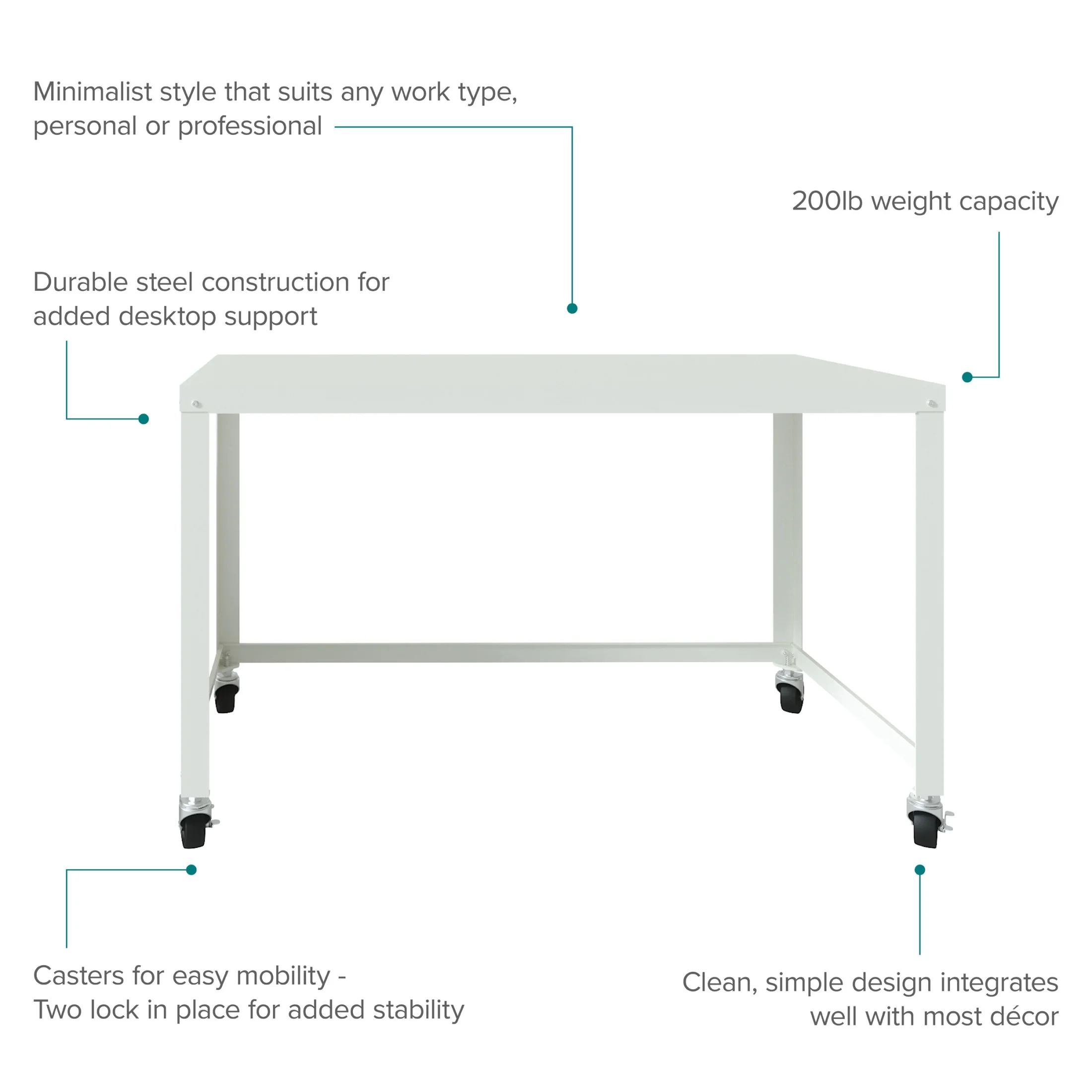 Space Solutions Ready-to-Assemble 48-inch Wide Mobile Metal Desk for Home Office, Navy