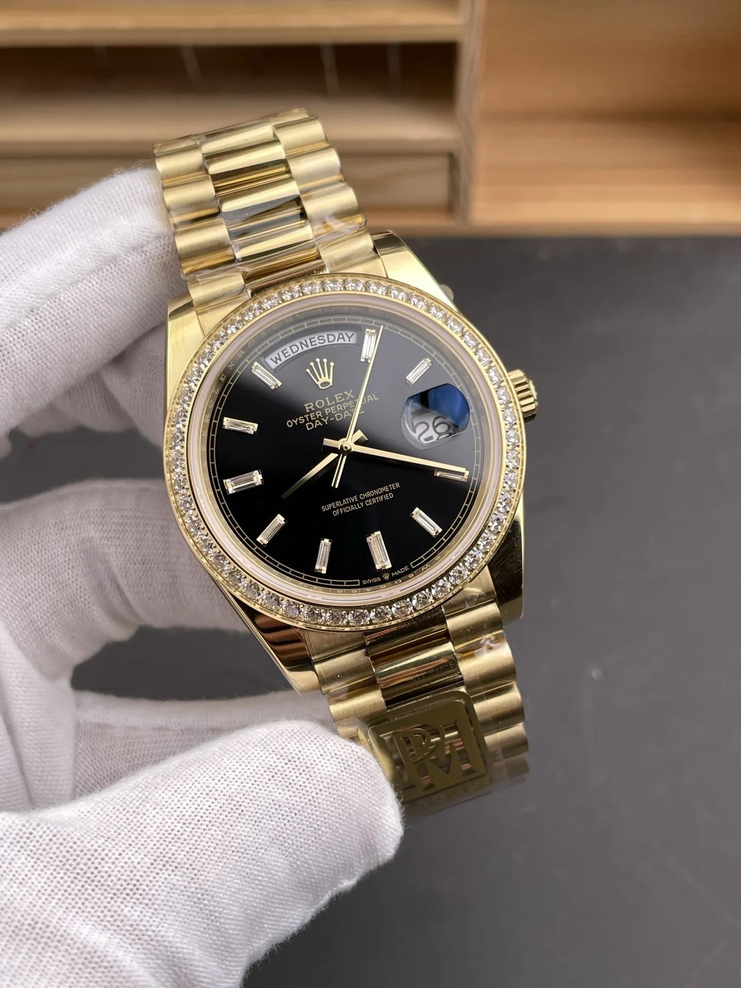 Rolex Day-Date Black Baguette Diamond 40mm