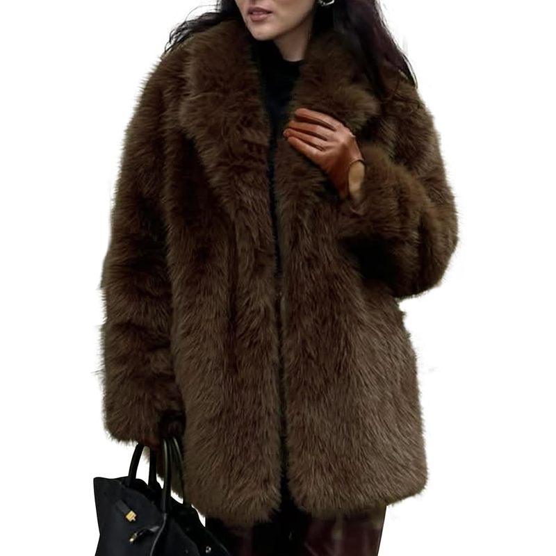 Women's Faux Fur Coats Warm Mid Long Furry Jackets