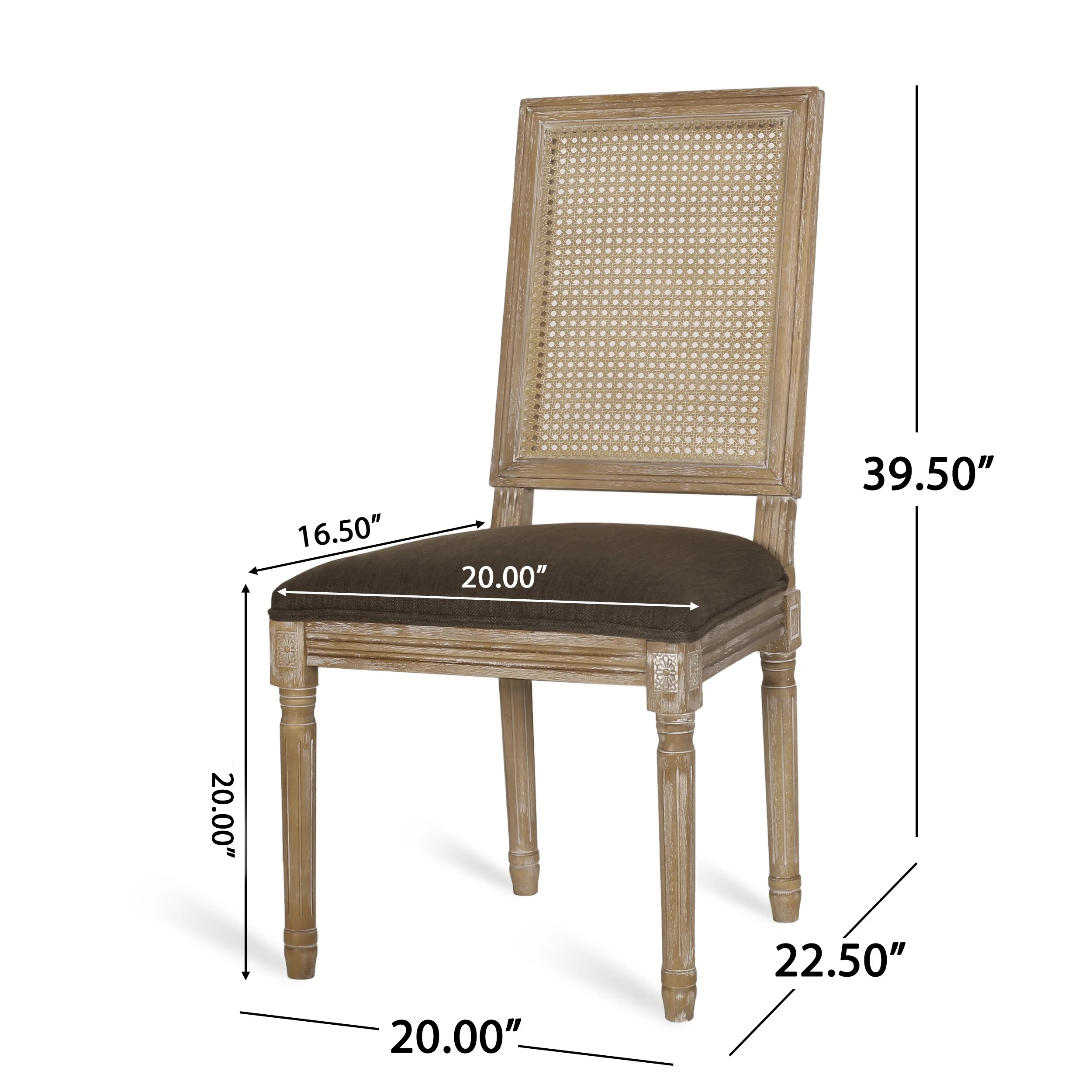 Noble House Fescue Fabric Upholstered Wood and Cane Expandable 7 Piece Dining Set, Gray and Black