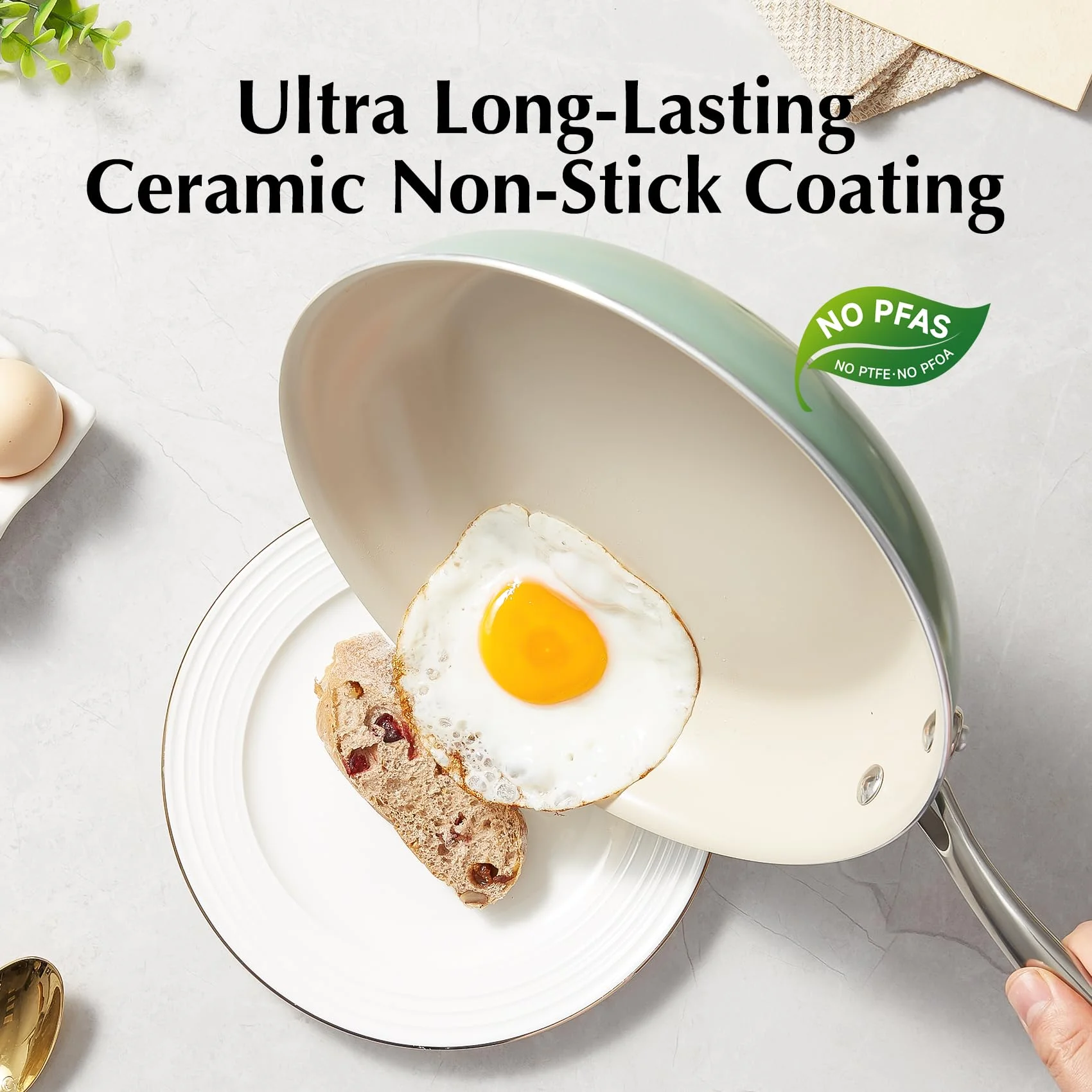 Redchef Non Stick Ceramic Frying Pan Set Ceramic Pans for Cooking Stainless Steel Handle
