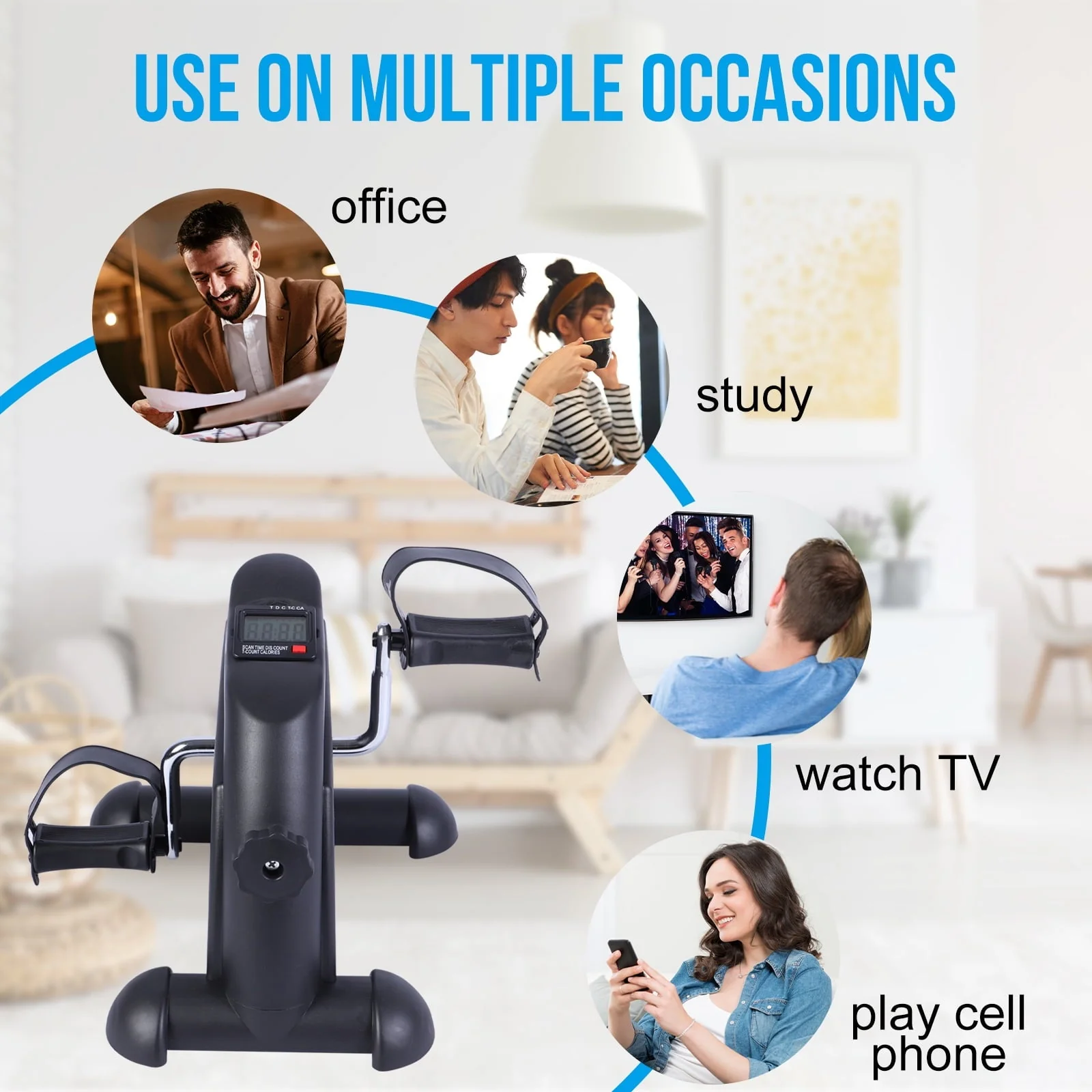 Desk Bike Pedal Exerciser, Mini Exercise Bike Stepper Indoor Exercise, Elder Bike Pedal Exerciser Under Desk Fitness Equipment with LCD Screen Display