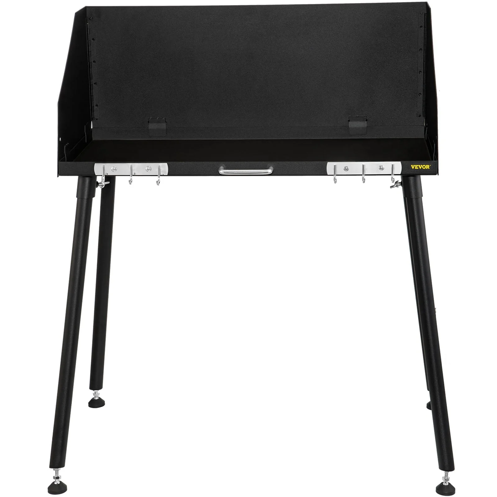 Carbon Steel Camp Cooking Table 38 x 16 inch with Three-Sided Windscreen and Legs for Outdoor Food Preparation and Dutch Oven