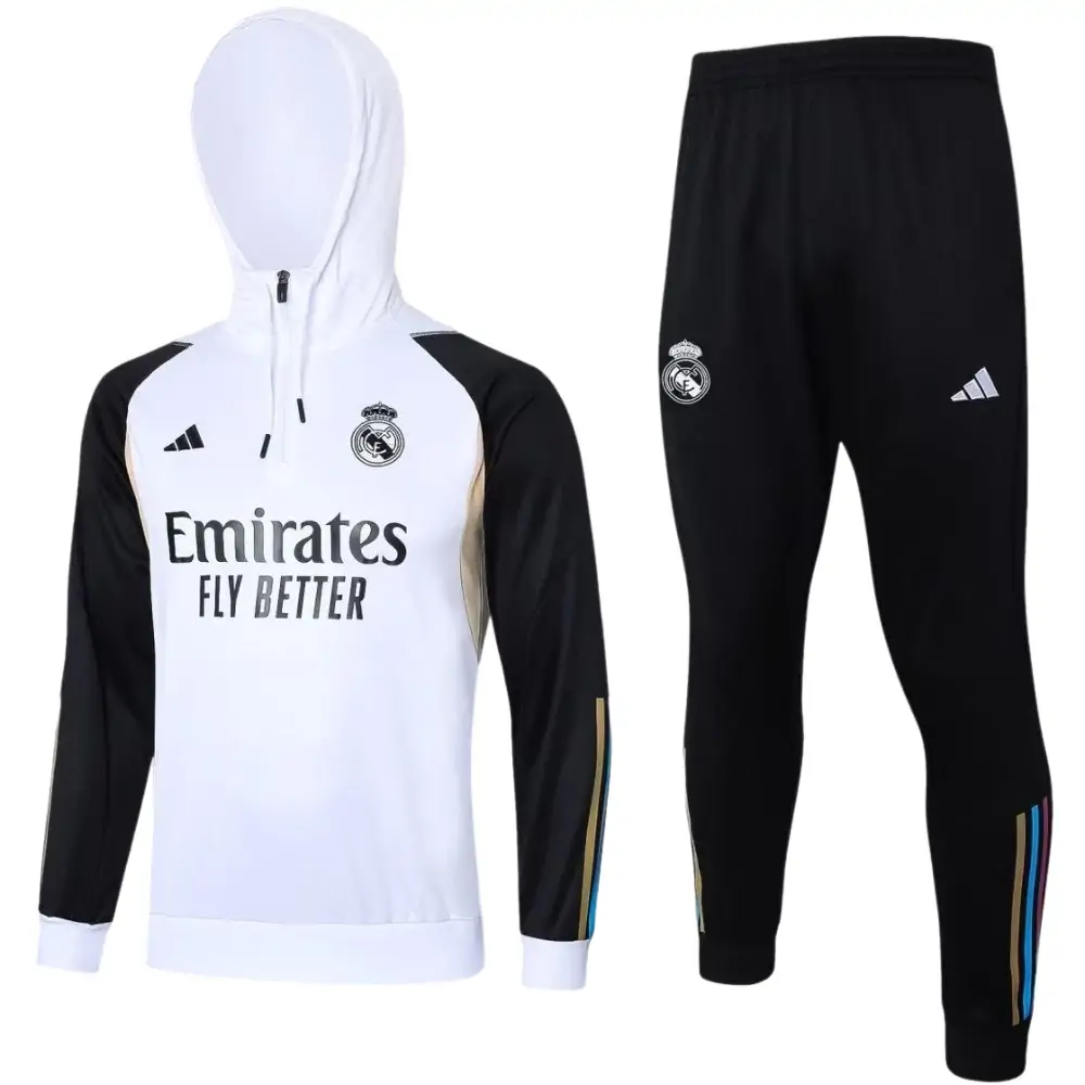 2023/2024 Real Madrid white sweatshirt half pull suit