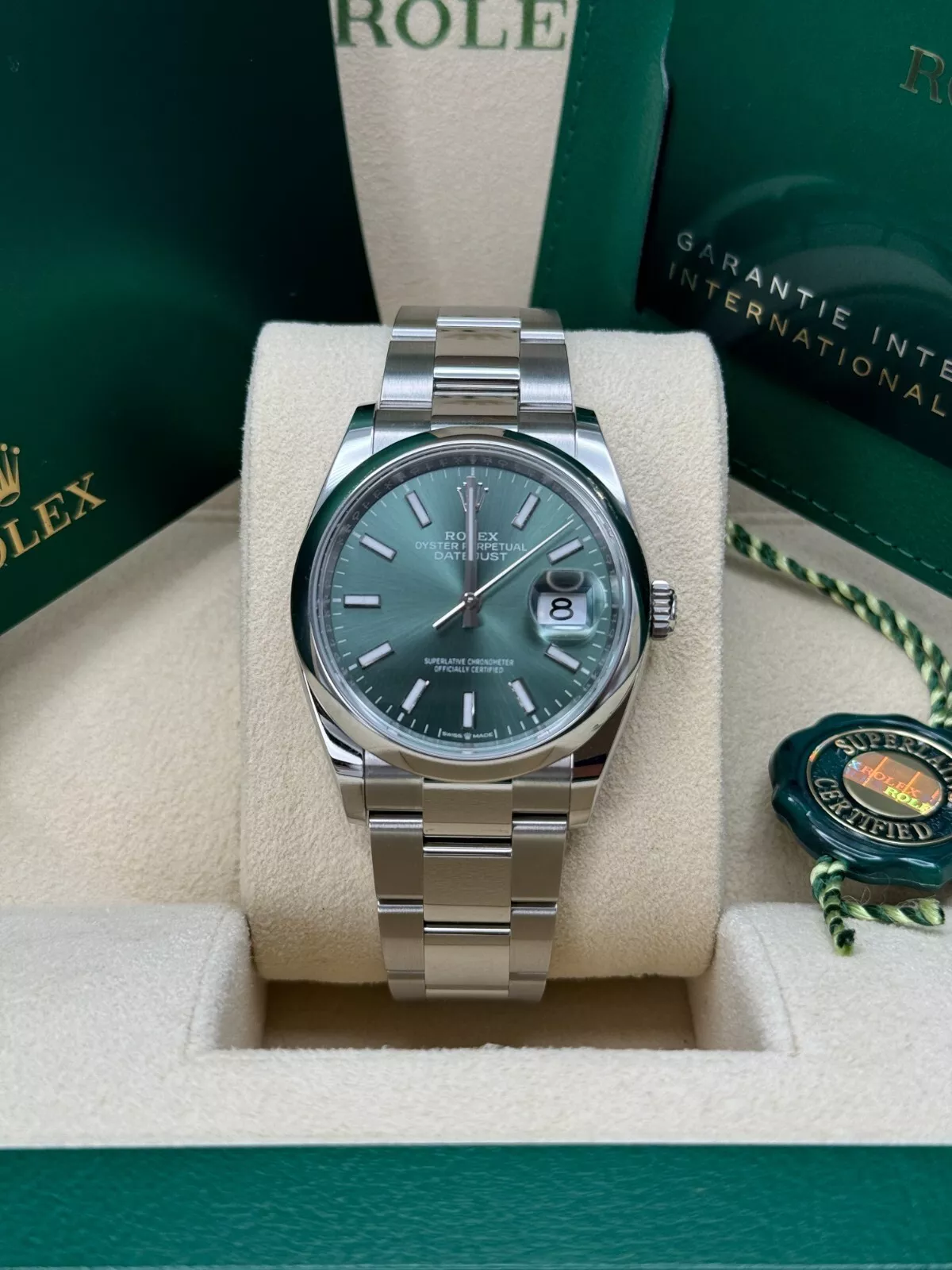 【Super Clone】RLX  Datejust 36mm 126200 Mint Green Dial Stainless Steel Oyster Bracelet Watch