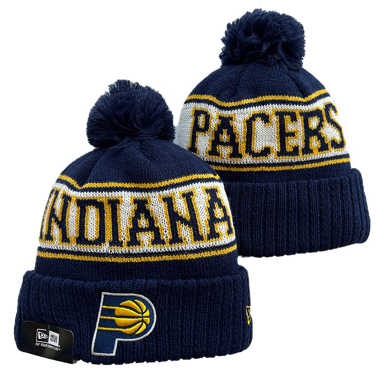 New Era Indiana Pacers Navy Throwback Cuffed Knit Hat with Pom