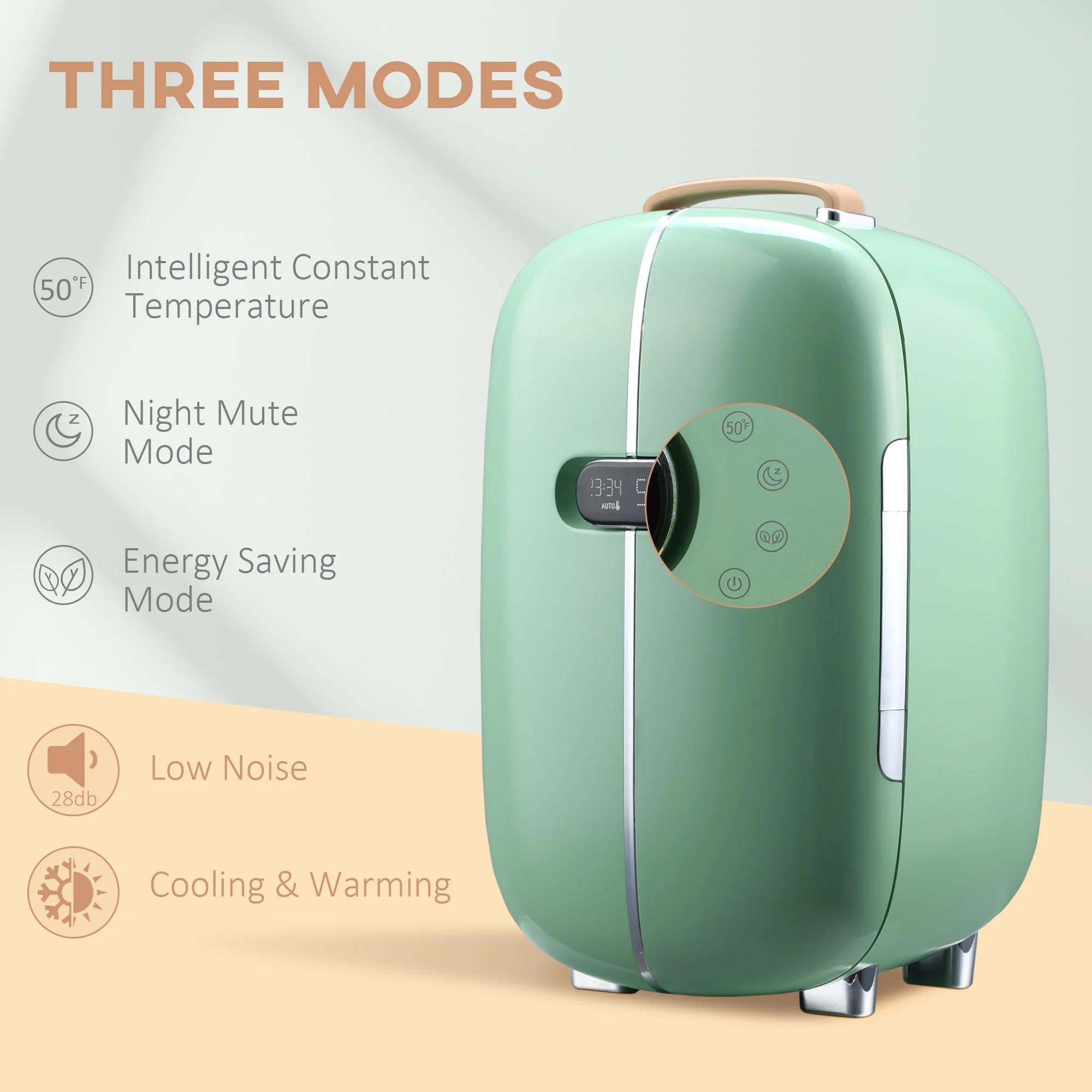 HOMCOM 0.4 Cu. Ft Portable Beauty Fridge with LED Lighting for Makeup
