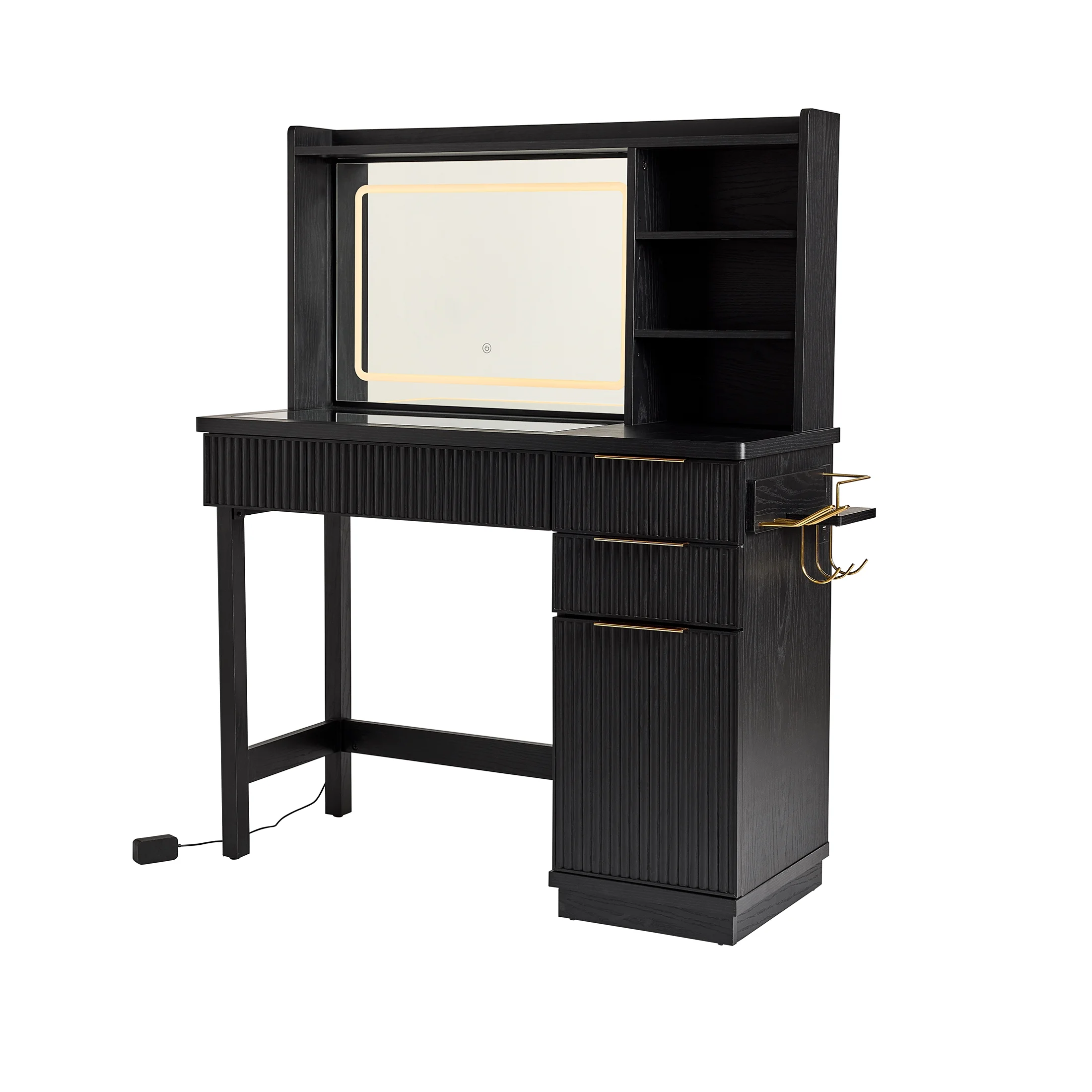 Better Homes & Gardens Lillian Vanity Desk with LED Lighted Mirror, White Finish