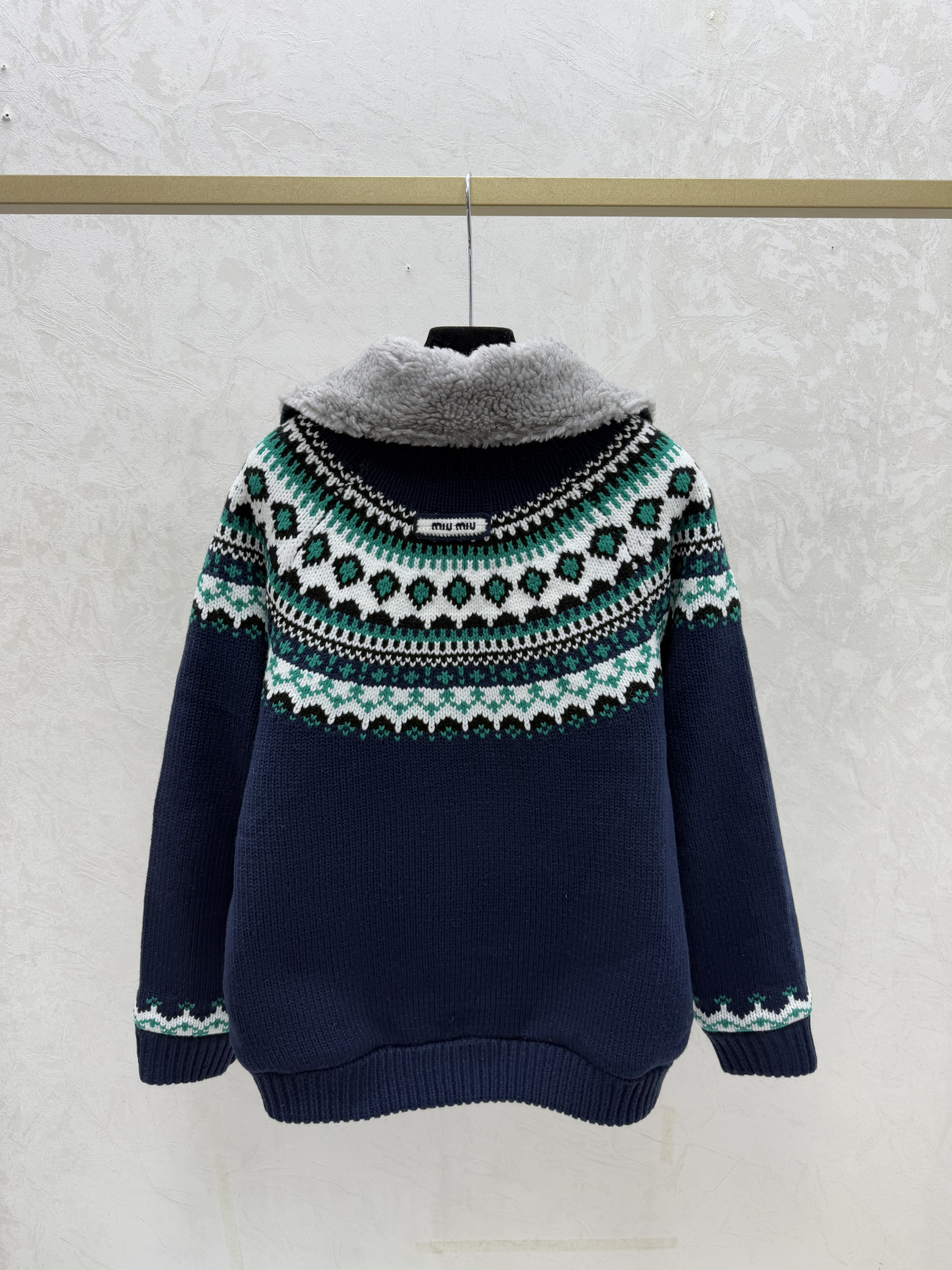 Vintage Fair Isle pattern wool coat