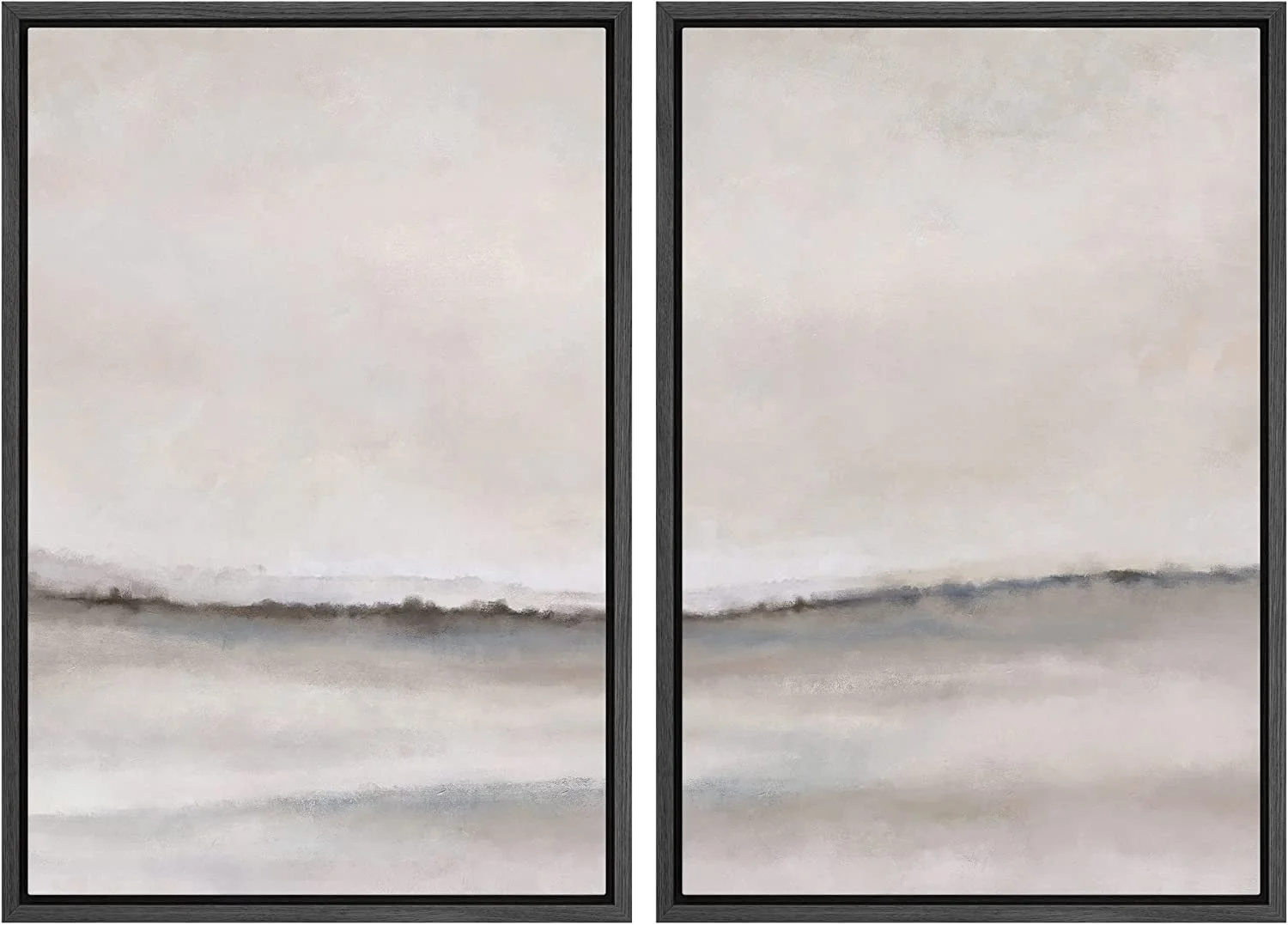 IDEA4WALL Framed Canvas Print Wall Art Set of 2 Watercolor Pastel Duotone Tan Landscape Abstract Modern Art Multicolor Contemporary Artwork for Bedroom, Office - 16