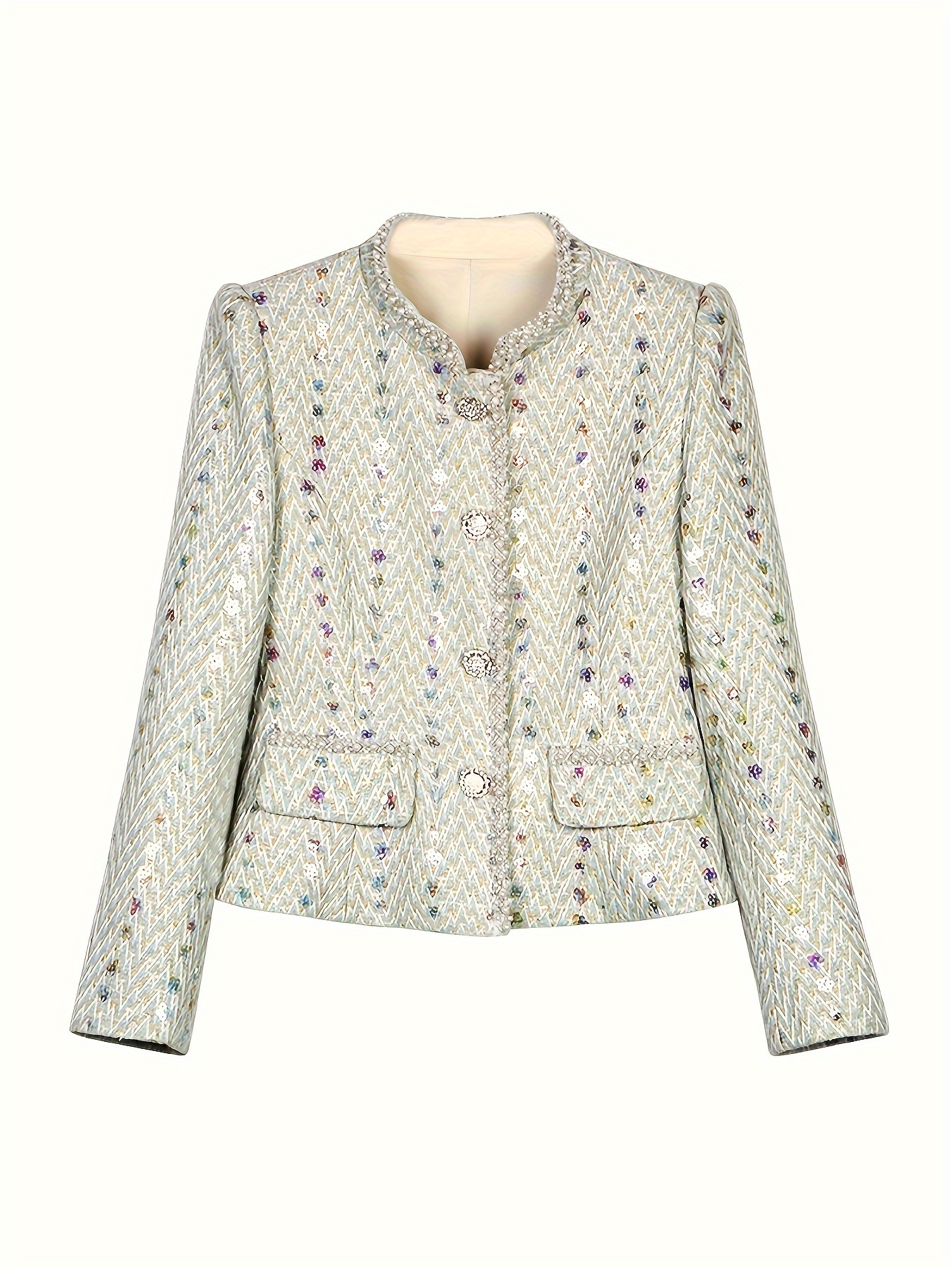 Elegant Sequin Skirt Set, Long Sleeve Open Front Jacket & High Waist Bodycon Skirt Outfits, Women’s Clothing