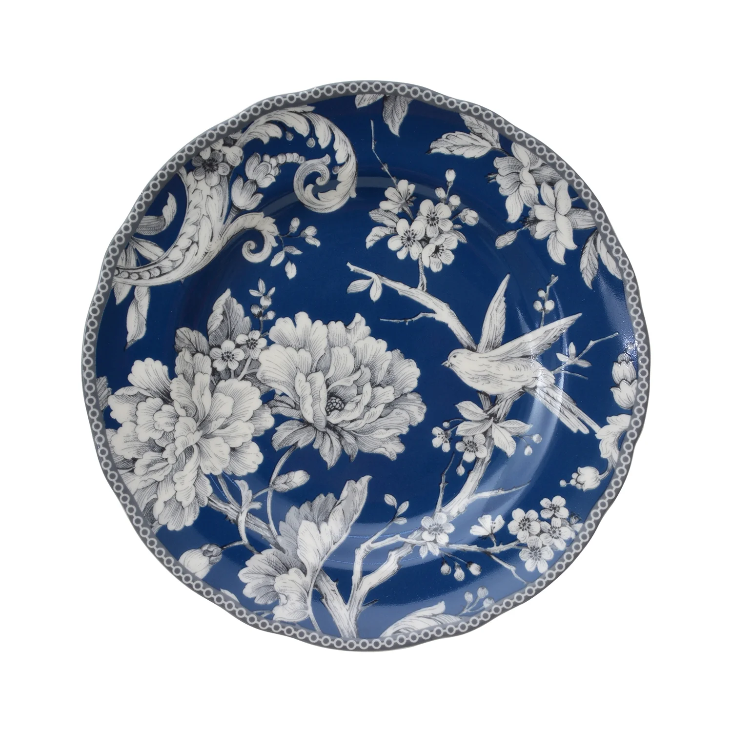 222 Fifth Adelaide Round 16-Piece Porcelain Dinnerware Set, Black Toile