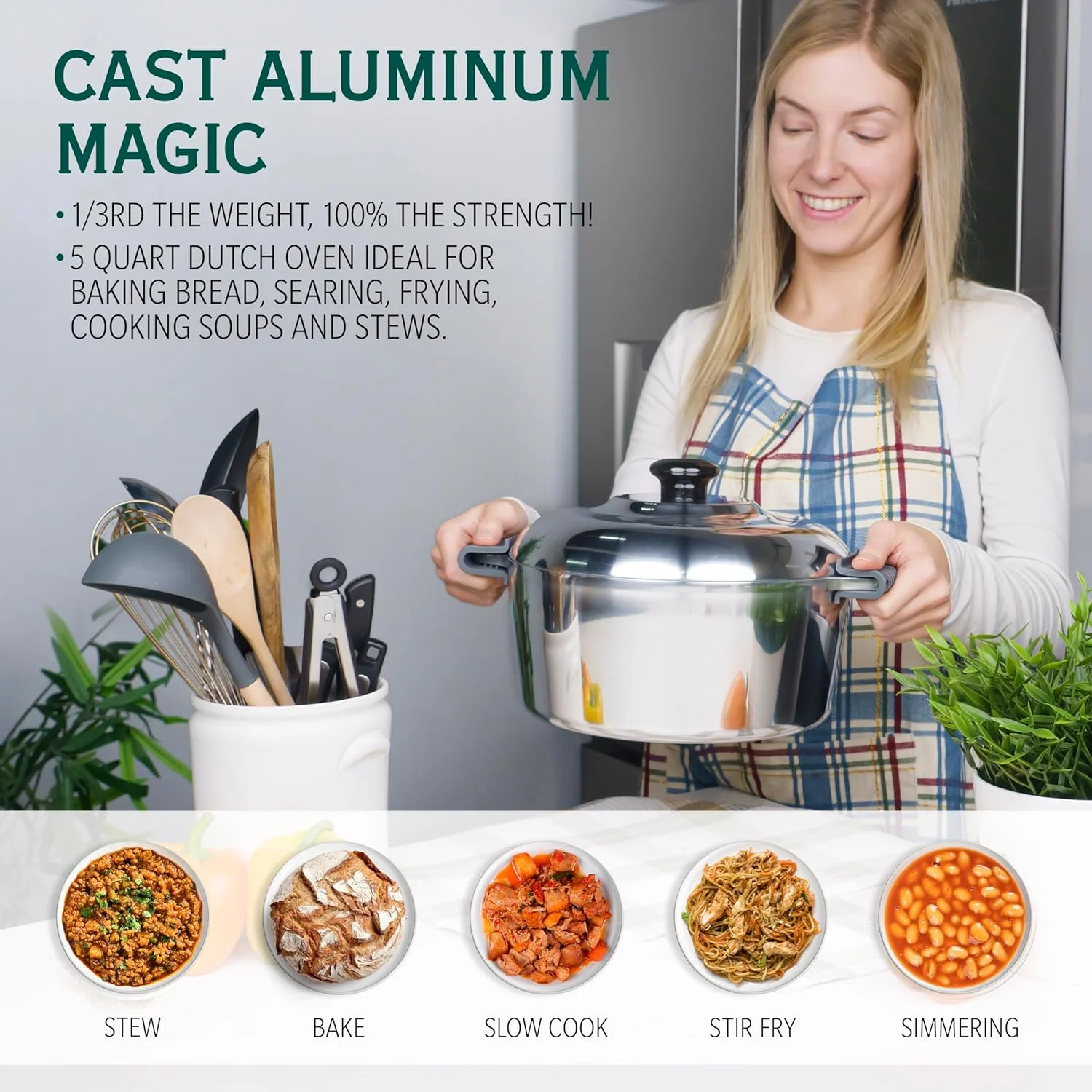 Magnaware 3qt Rust-Resistant Cast Aluminum Dutch Oven