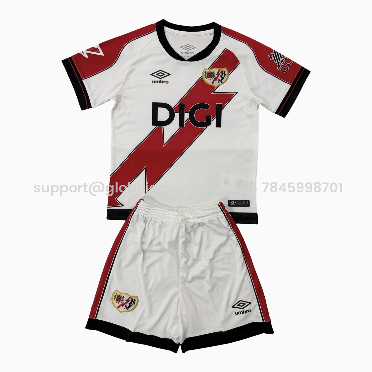 Rayo Vallecano 25-26 Home Men's Adult Jersey Set - Fans Version