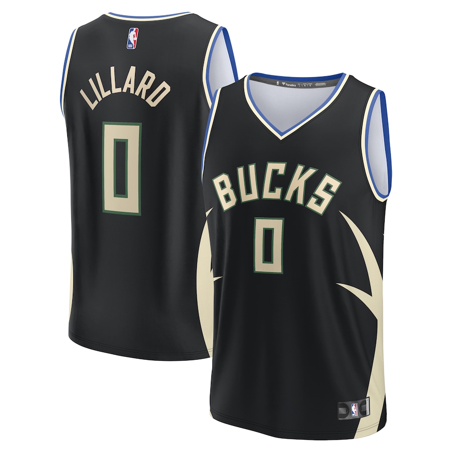 Men's Milwaukee Bucks Damian Lillard Fanatics Black Fast Break  Jersey - Statement Edition